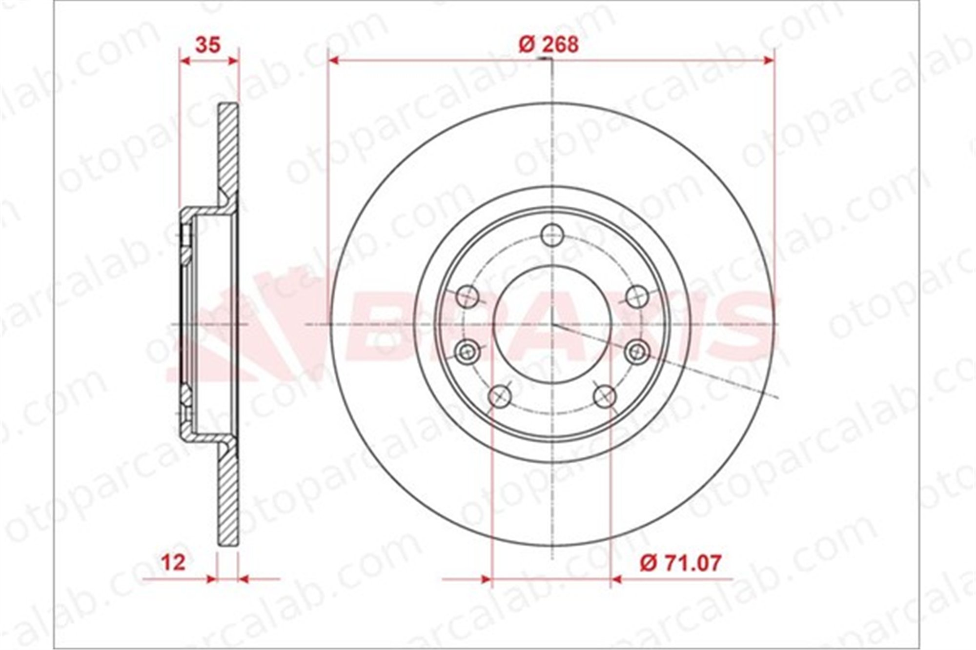 BRAXIS AE0861 Fren Disk Ayna Arka Sağ ve Sol PEUGEOT 308 II 308 SW II 1609582880
