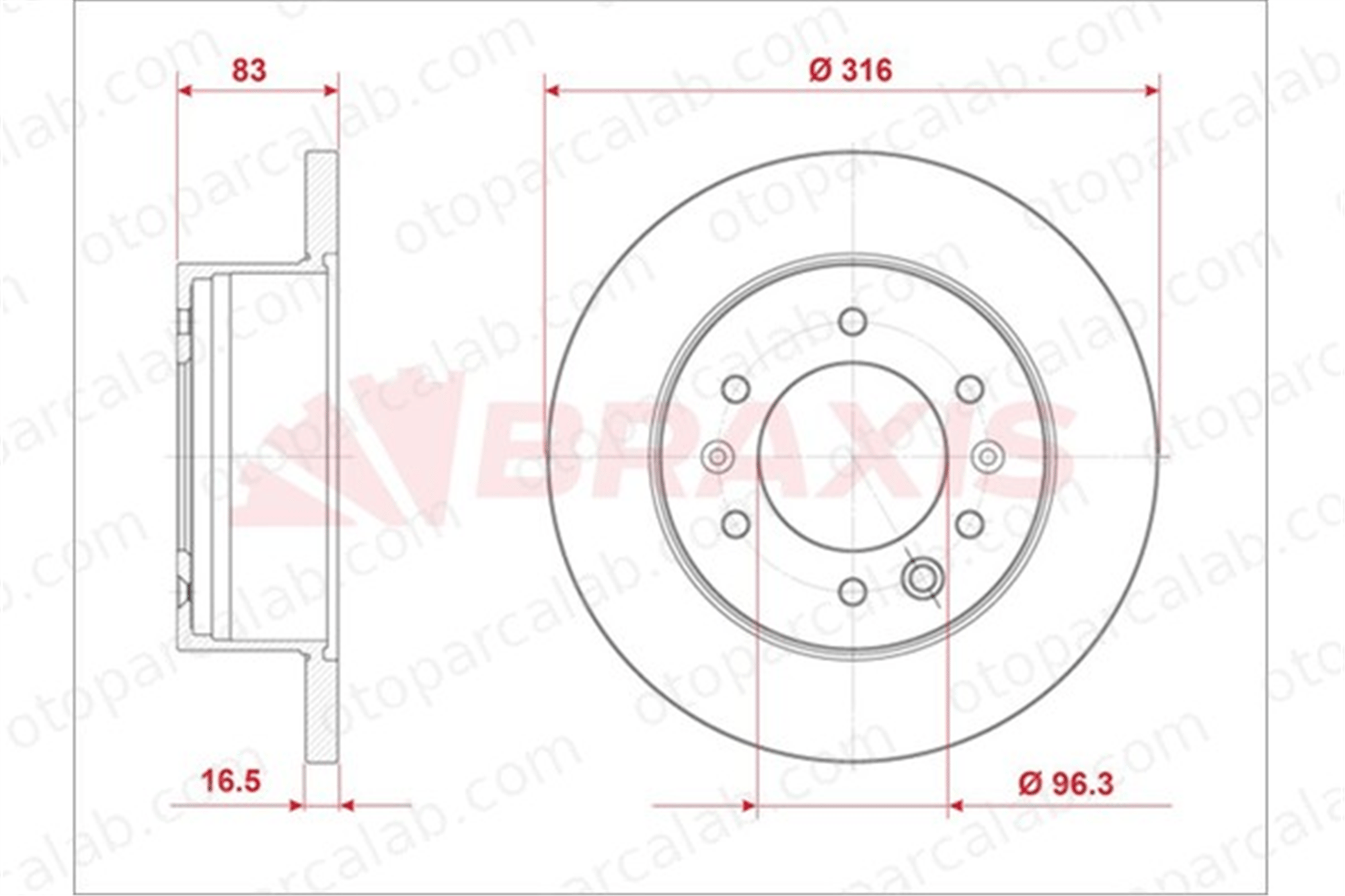 BRAXIS AE0891 Fren Disk Ayna Arka Sağ ve Sol HYUNDAI H350 Minibüs/Otobüs H350 Panelvan/Van 5276159000