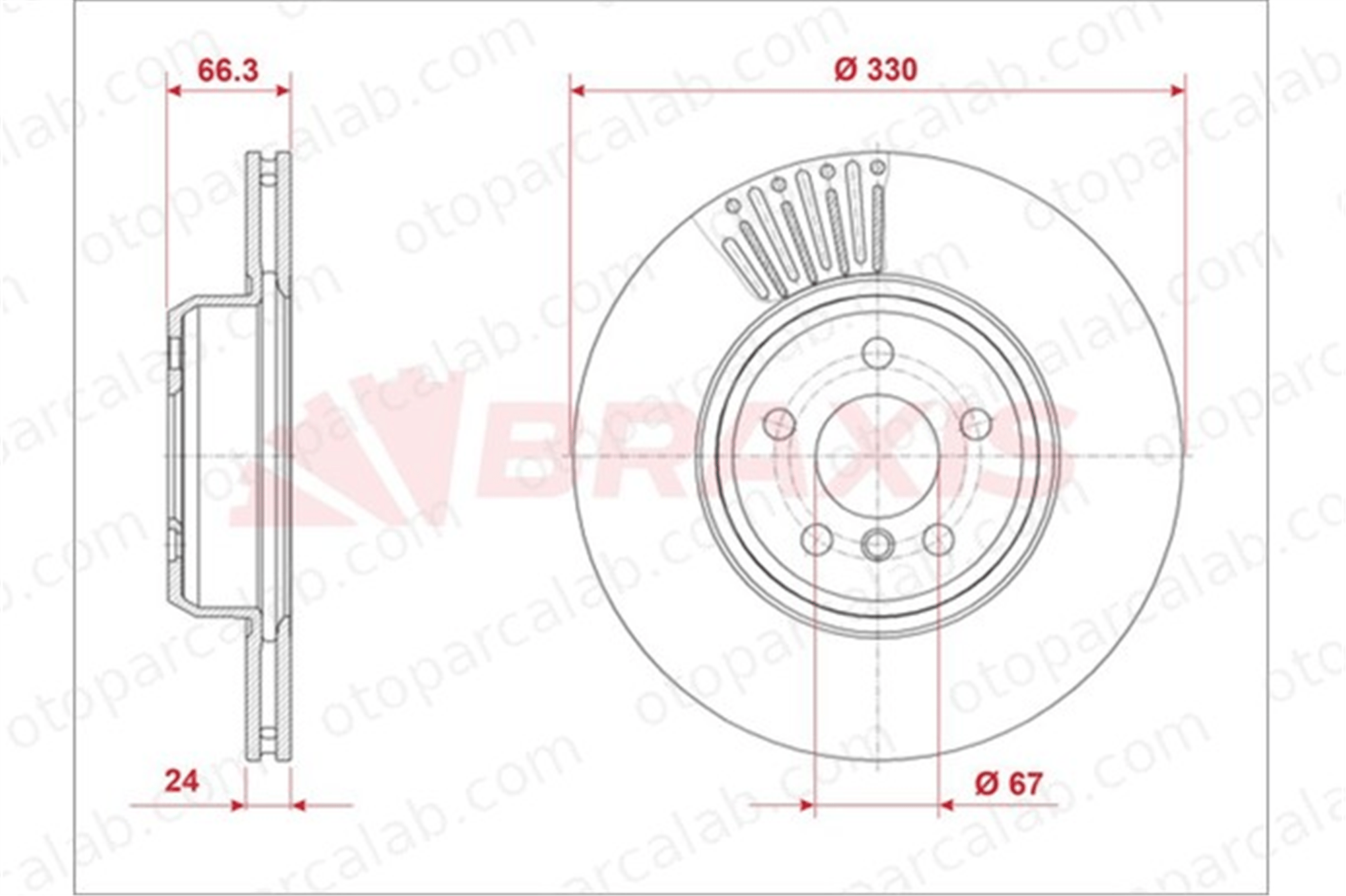 BRAXIS AE0898 Fren Disk Ayna Ön Sağ ve Sol BMW 5 Touring 5 34116860907 34106865722