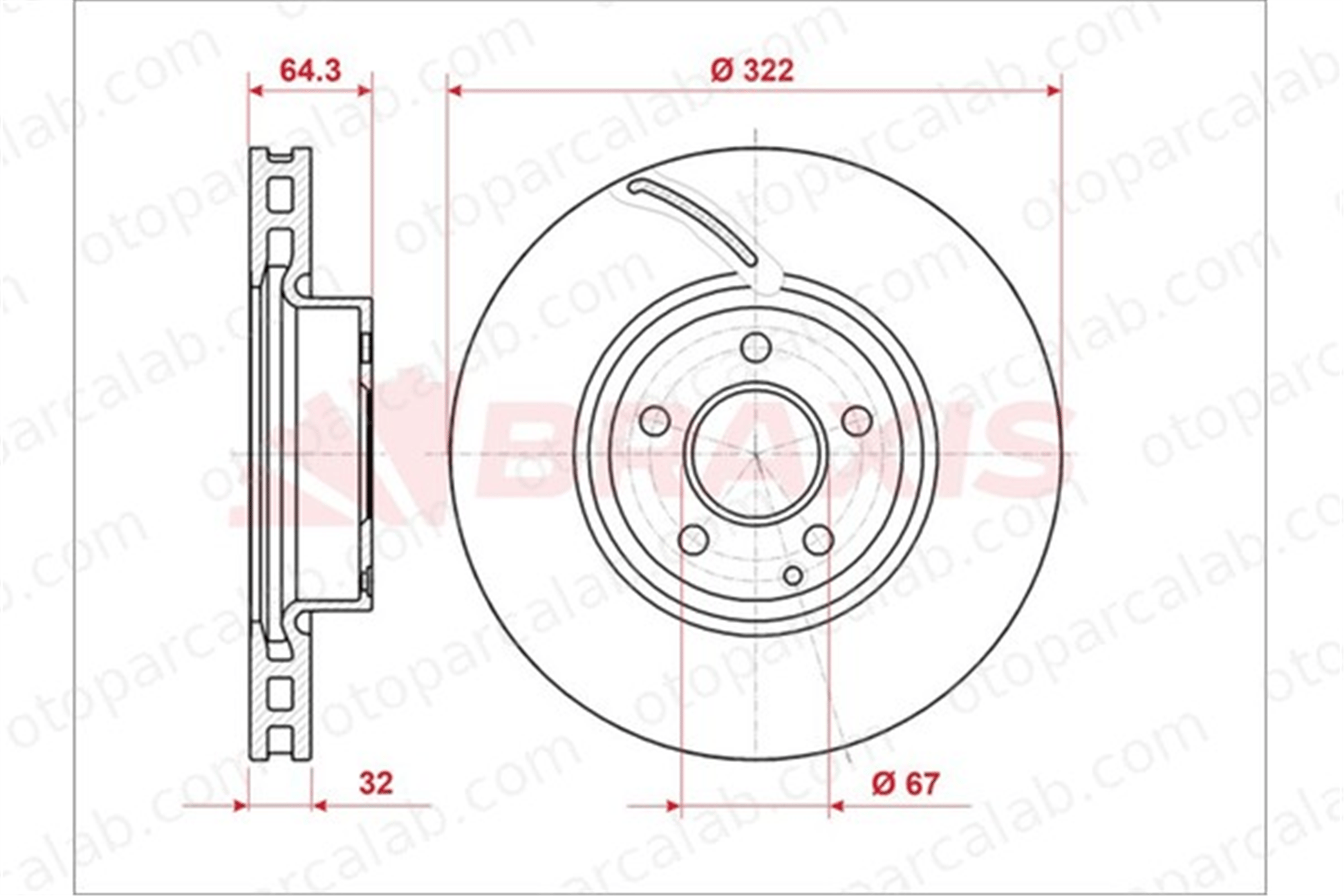 BRAXIS AE0923 Fren Disk Ayna Ön Sağ ve Sol MERCEDES-BENZ E-SERISI T-Model E-SERISI A0004211212 A000421121207