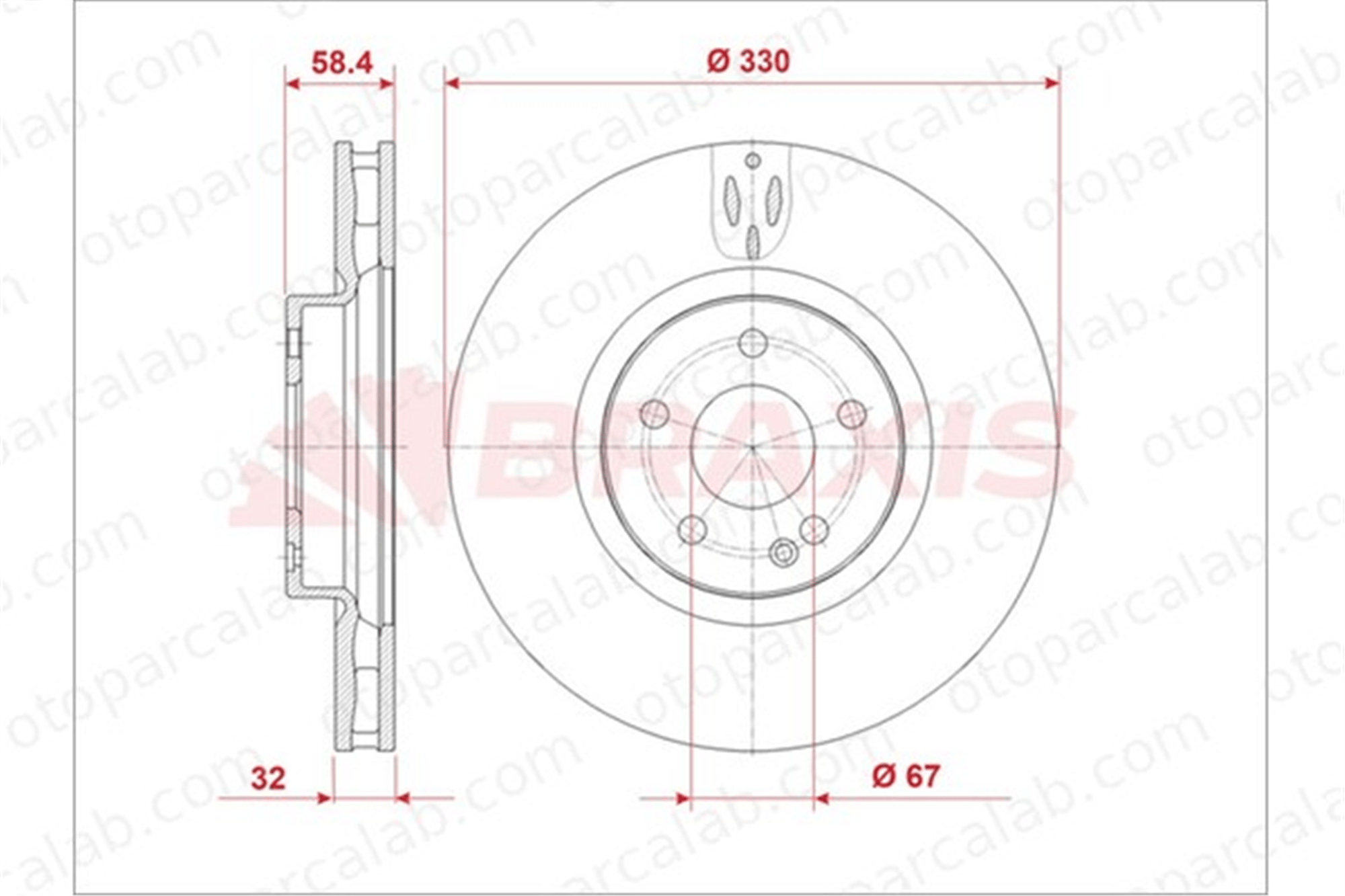 BRAXIS AE1003 Fren Disk Ayna Ön Sağ ve Sol MERCEDES-BENZ VITO Mixto VITO Panelvan/Van 4474210012 A4474210012