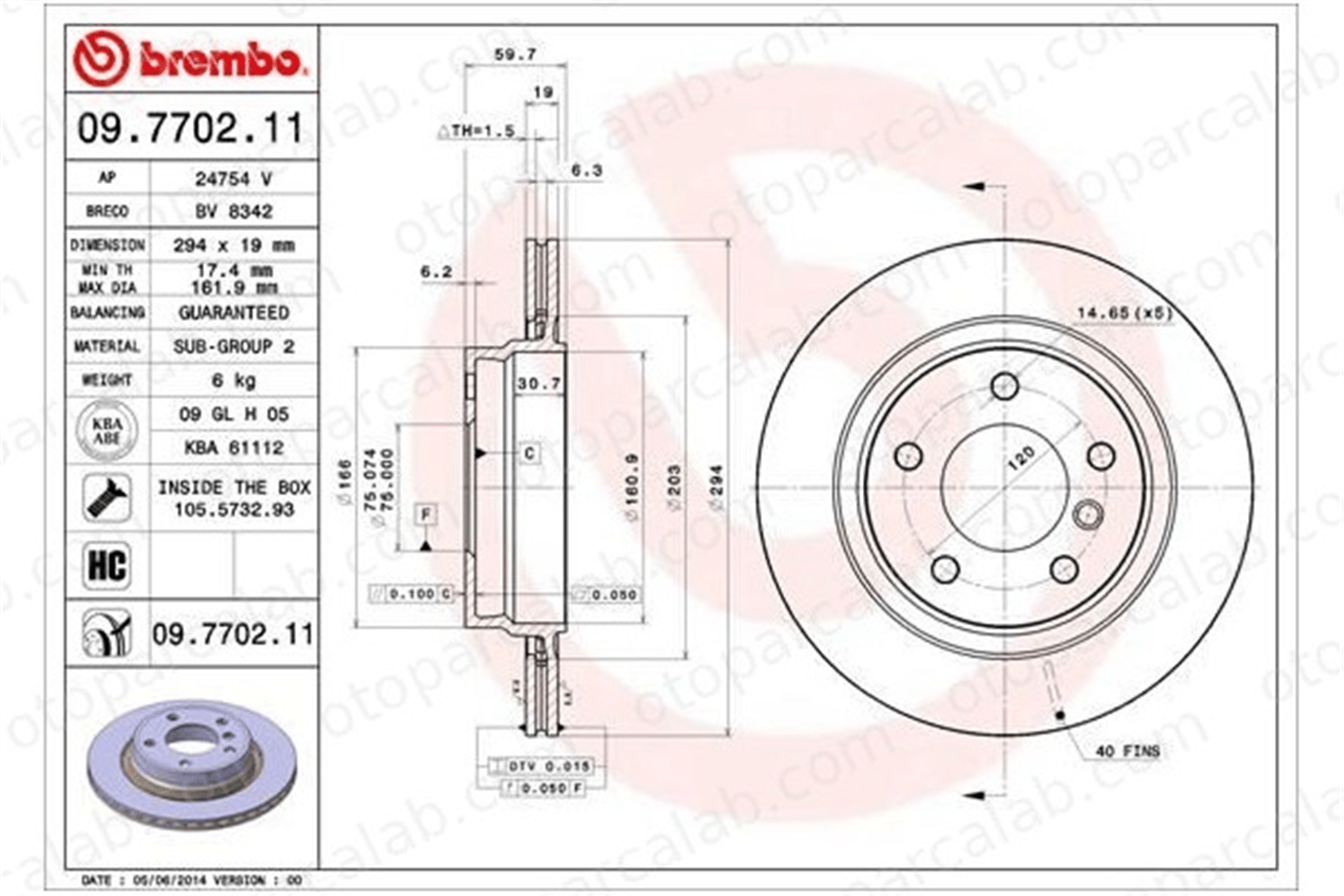 BREMBO 09.7702.11 Fren Disk Ayna Arka Sağ ve Sol BMW 3 Touring 3 34216855154 34211165563