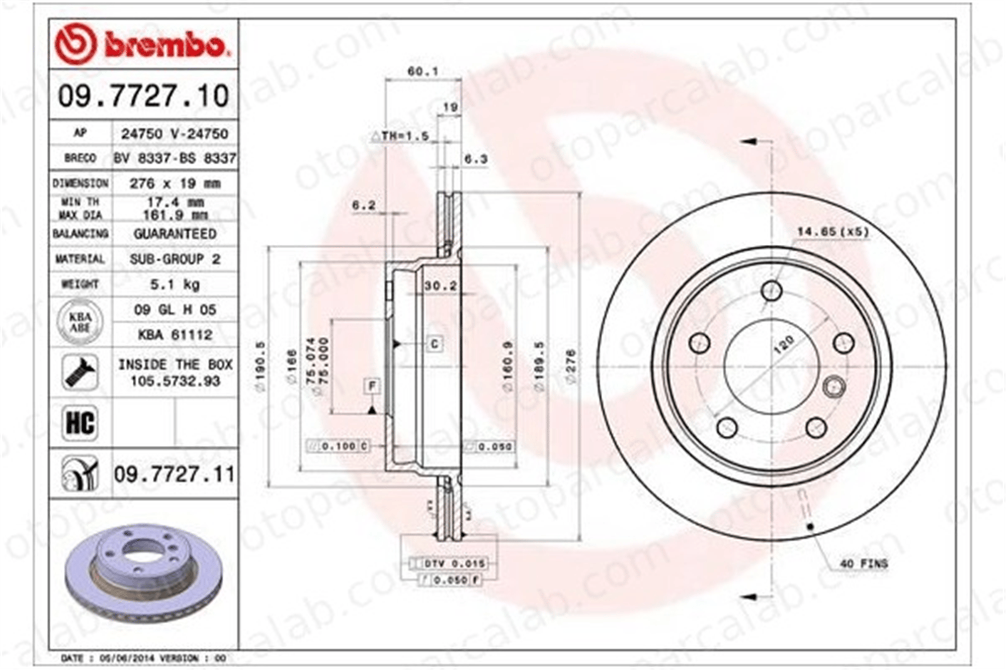BREMBO 09.7727.11 Fren Disk Ayna Arka Sağ ve Sol BMW 3 3 Coupe 34216855155 34211162315