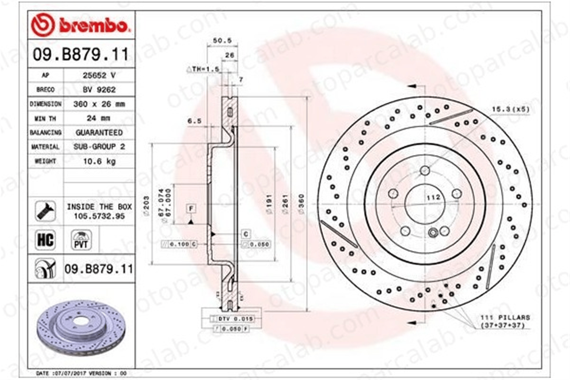 BREMBO 09.B879.11 Fren Disk Ayna Arka Sağ ve Sol MERCEDES-BENZ AMG GT AMG GT Roadster A2314230212 2314230212