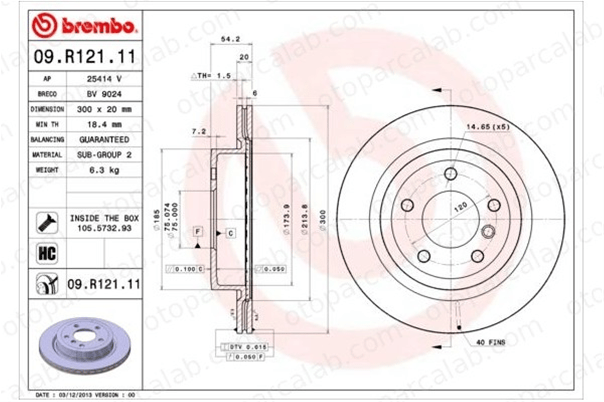 BREMBO 09.R121.11 Fren Disk Ayna Arka Sağ ve Sol BMW Z4 Roadster 34216782605