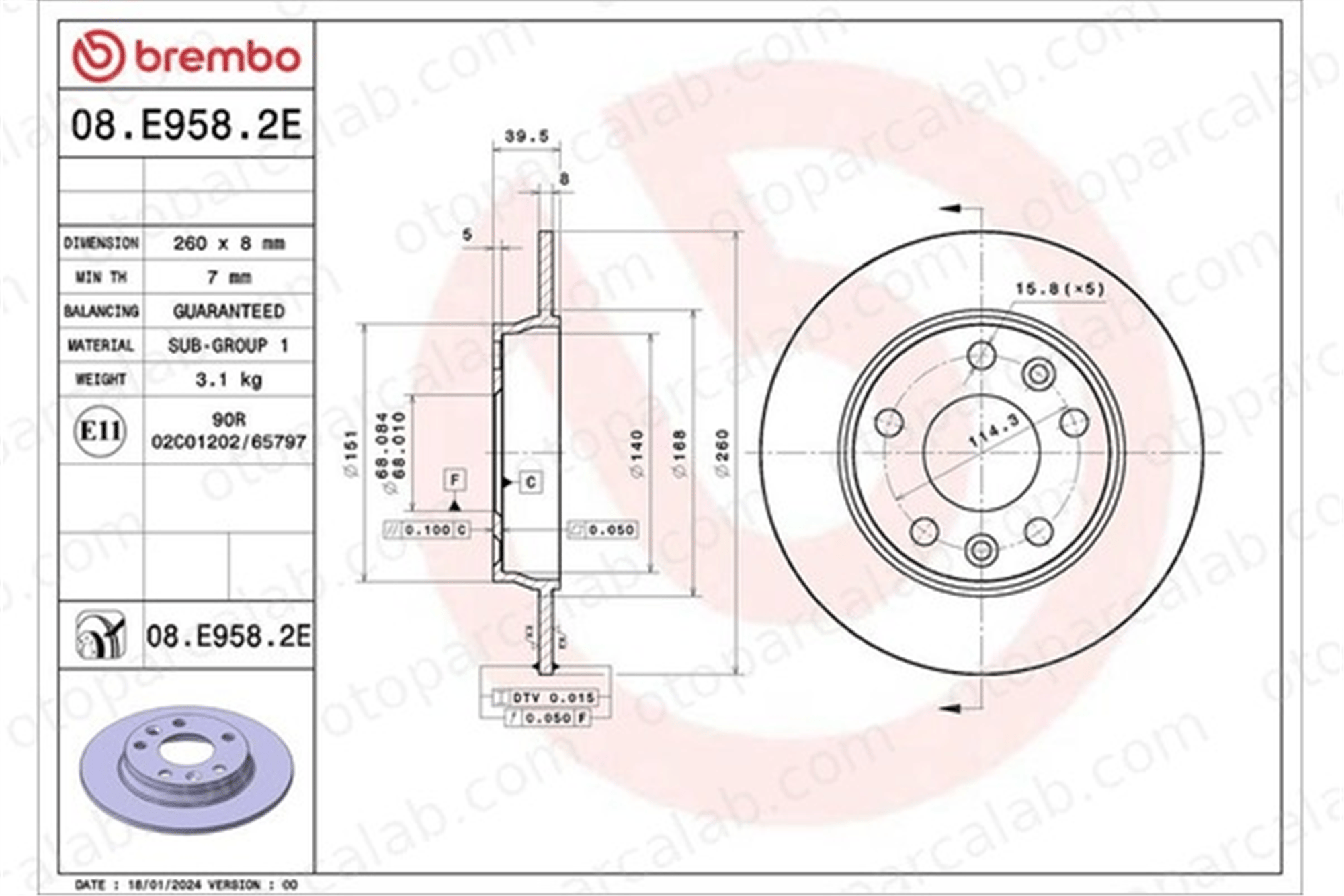 BREMBO KT 08 040 Fren Disk Balata Arka RENAULT ZOE KT08040 440606659R