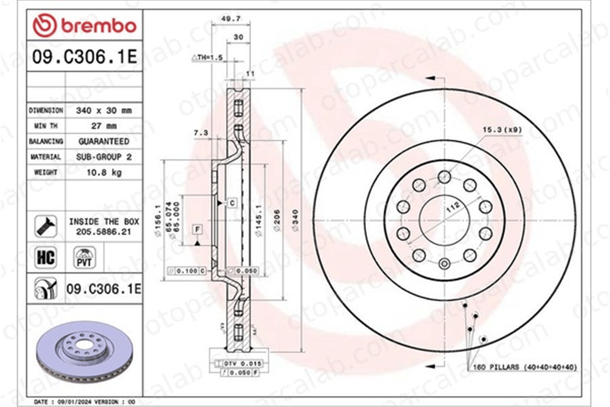 BREMBO KT 08 053 Fren Disk Balata Ön AUDI A3 Sportback SKODA OCTAVIA IV KT08053 1K0615301AD