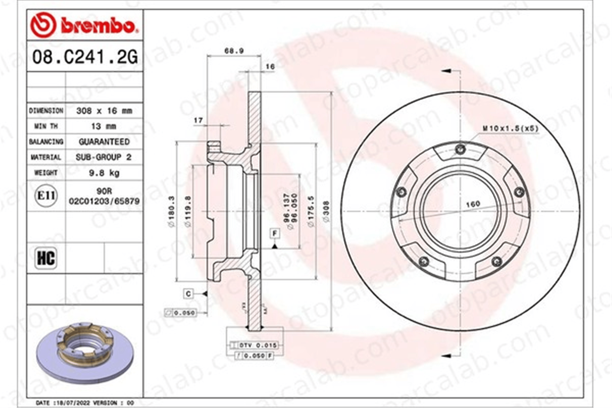BREMBO KT 10 018 Fren Disk Balata Arka FORD TRANSIT CUSTOM V362 Minibüs/Otobüs TRANSIT CUSTOM V362 Panelvan/Van MEBK2J2M008AA BK212M008AC