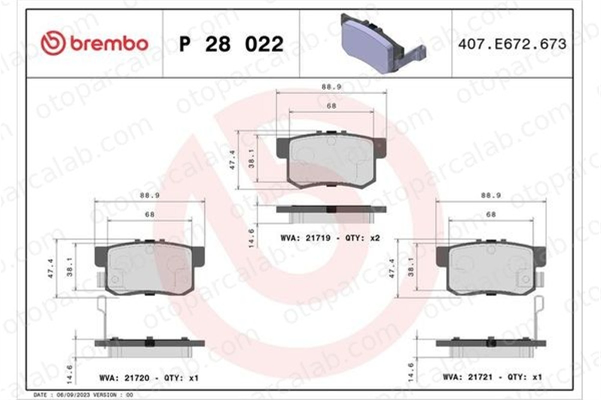 BREMBO P 28 022 Fren Disk Balata Arka HONDA ACCORD V CIVIC VI Aerodeck 43022SEAE10 43022SY8A02