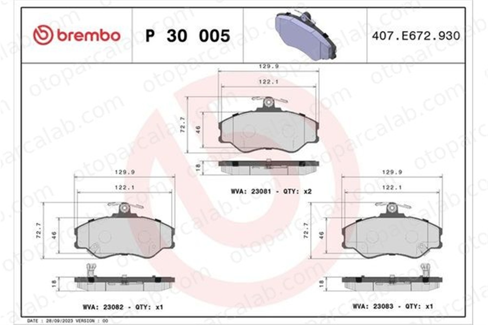 BREMBO P 30 005 Fren Disk Balata Ön HYUNDAI H100 Panelvan/Van H100 Minibüs/Otobüs 5810144A00 5810143A00