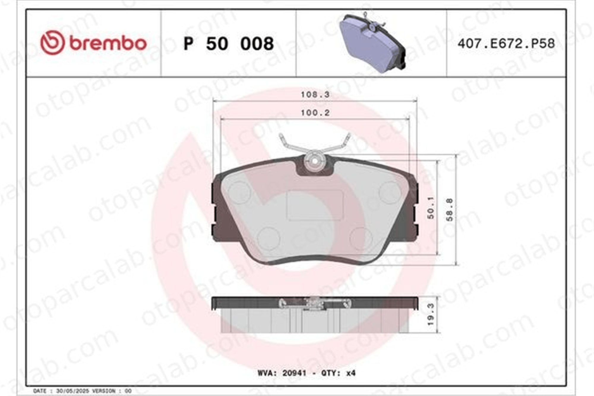 BREMBO P 50 008 Fren Disk Balata Ön MERCEDES-BENZ 124 Sedan 124 T-Model 1420122005 4200720