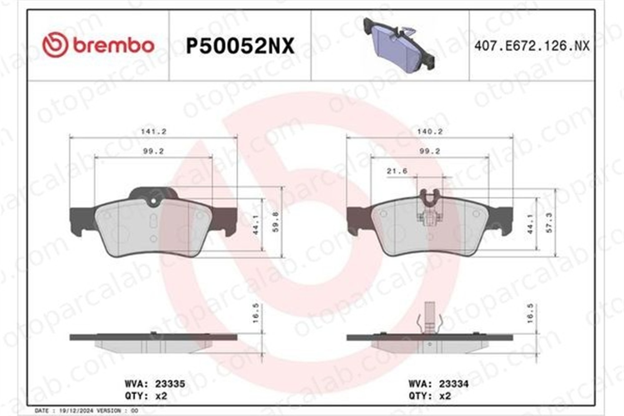BREMBO P 50 052NX Fren Disk Balata Ön MERCEDES-BENZ E-SERISI E-SERISI T-Model P50052NX 4208904