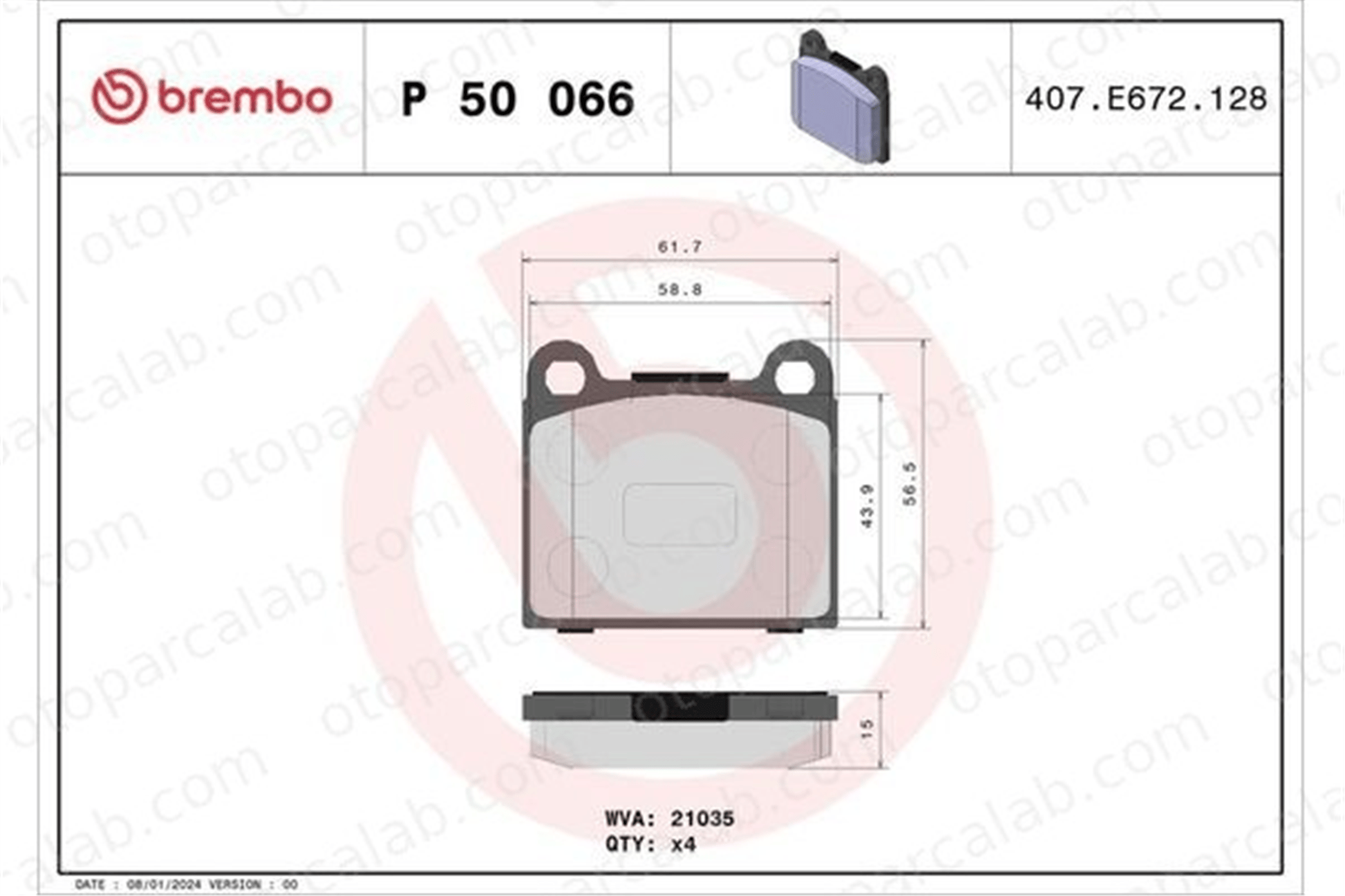 BREMBO P 50 066 Fren Disk Balata Arka MERCEDES-BENZ S-SERISI 123 Sedan P50066 94656162