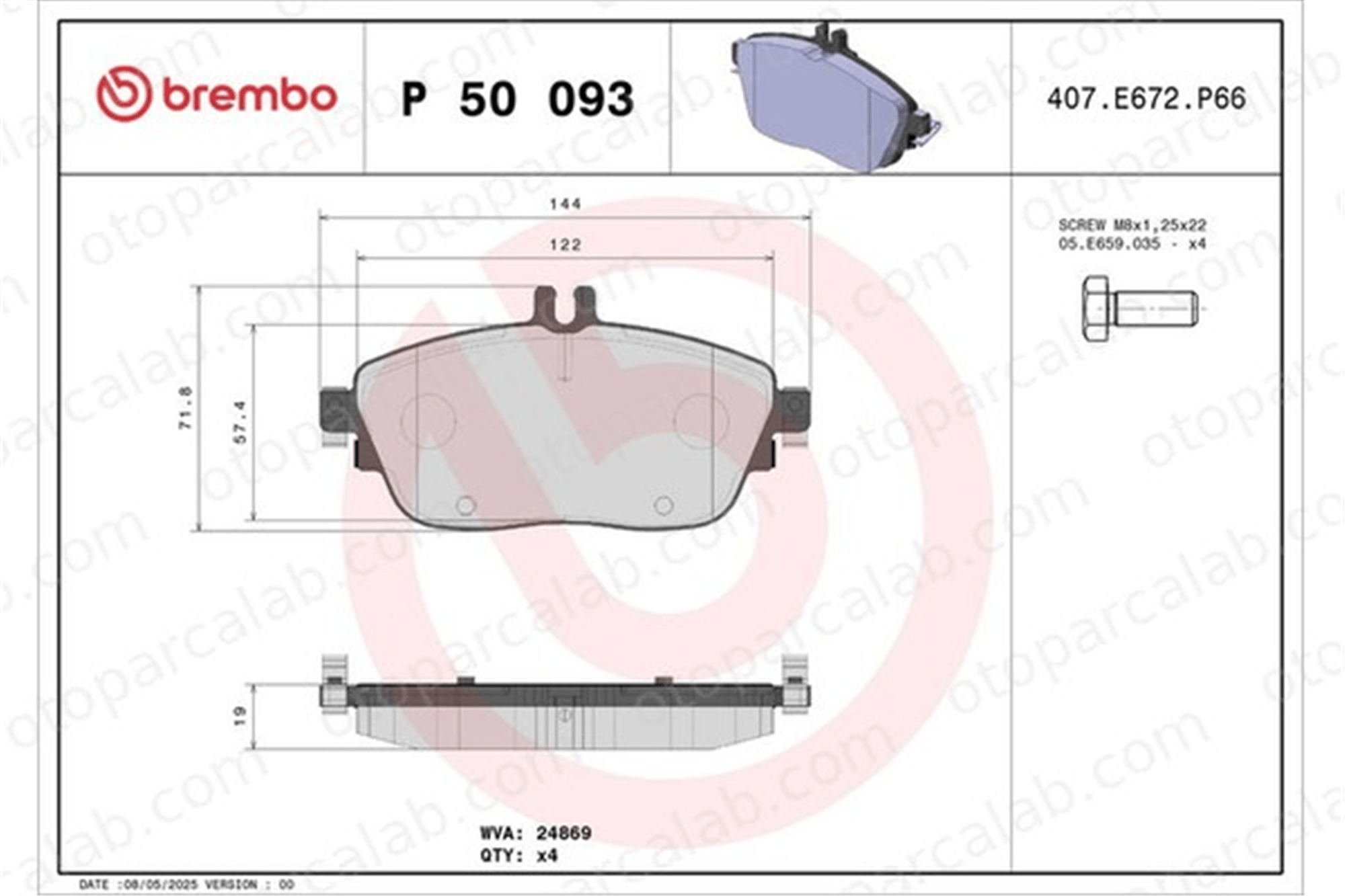 BREMBO P 50 093 Fren Disk Balata Ön MERCEDES-BENZ CLA Coupe B-SERISI Sports Tourer A0004209104 410605DA0A