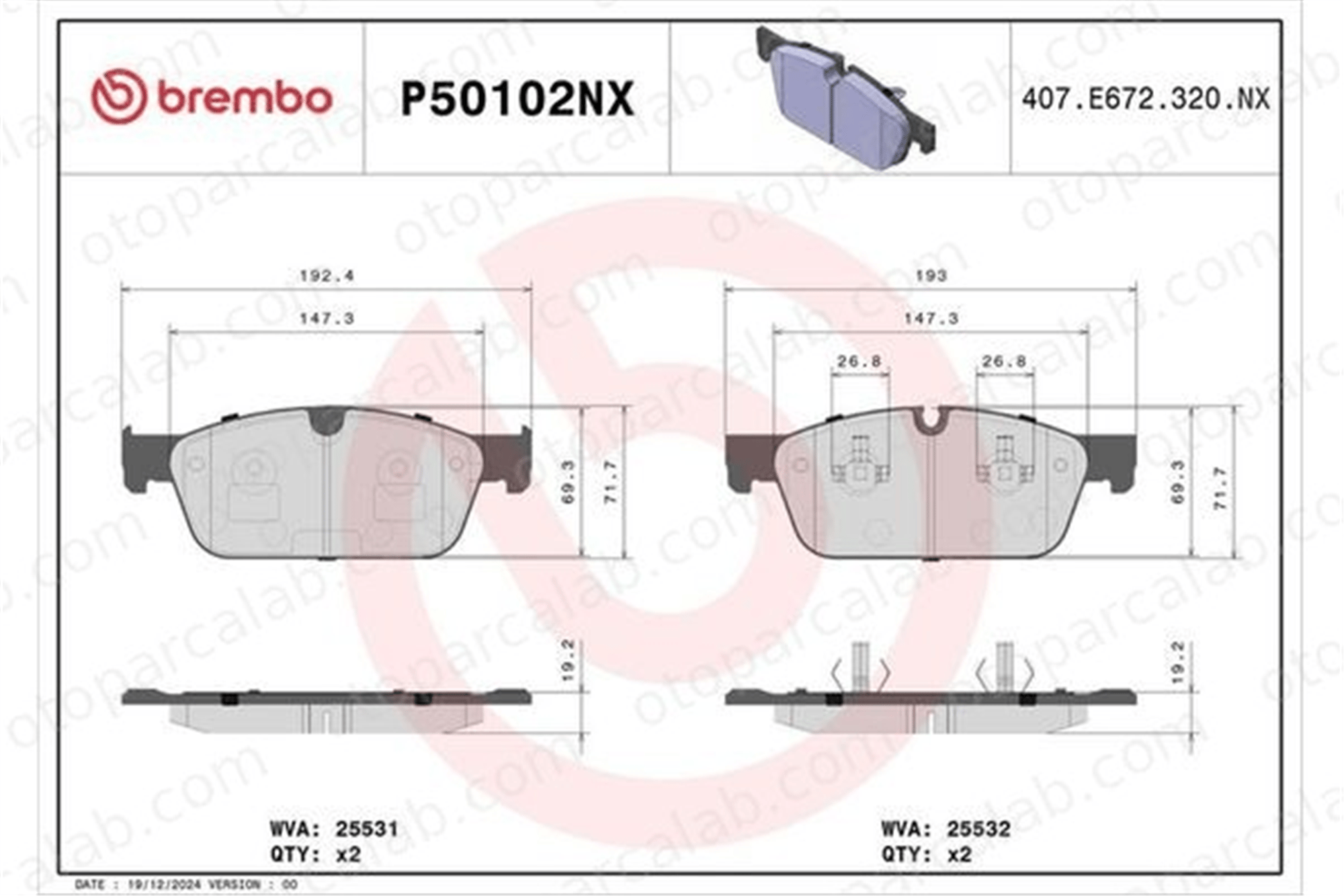 BREMBO P 50 102NX Fren Disk Balata Ön MERCEDES-BENZ GLE M-SERISI P50102NX 4200405
