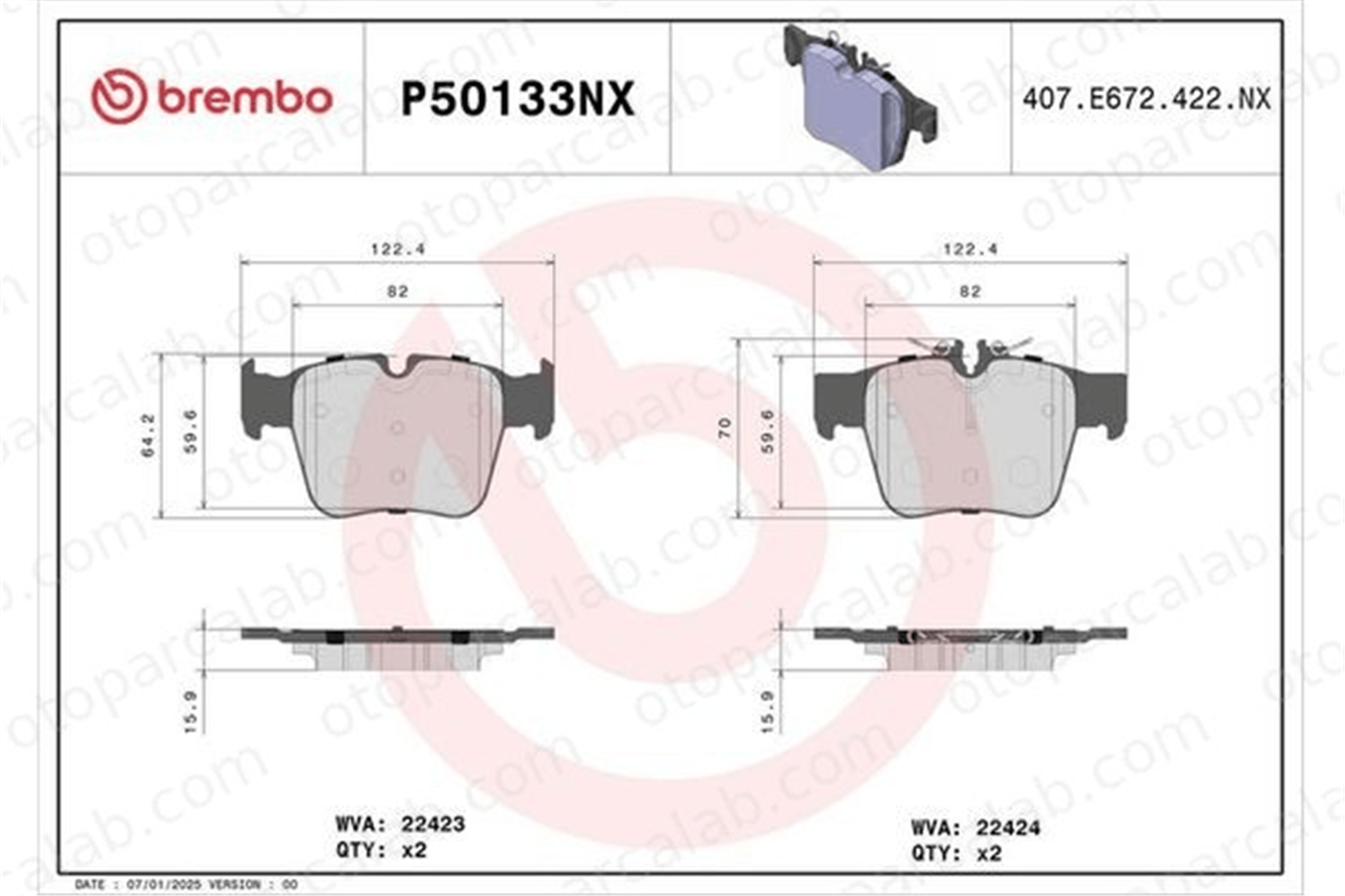 BREMBO P 50 133NX Fren Disk Balata Ön MERCEDES-BENZ GLC GLC Coupe P50133NX 4205200