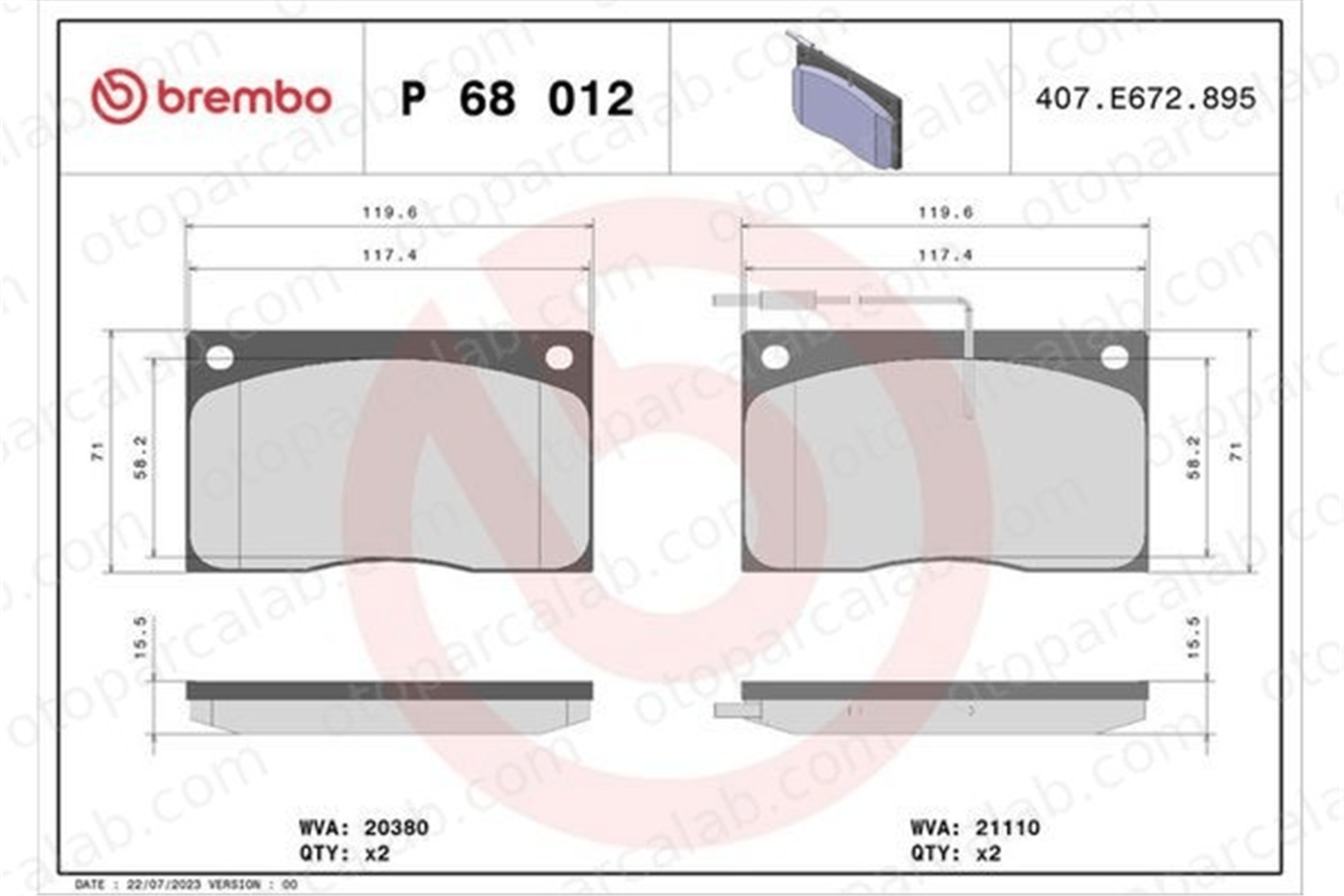 BREMBO P 68 012 Fren Disk Balata Ön JAGUAR XJ RENAULT MASTER I Panelvan/Van JLM1157 JLM9727