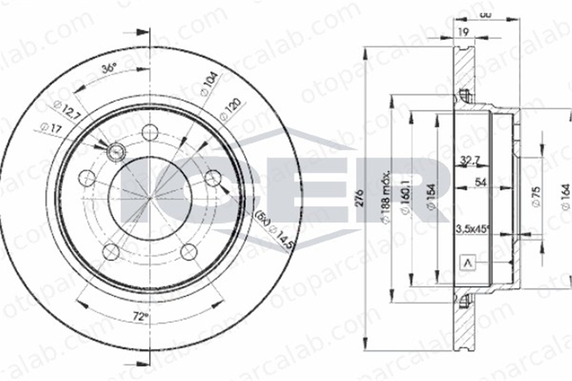 BSG 15-210-002 Fren Disk Ayna Arka Sağ ve Sol BMW 3 3 Touring 34211165211 34211162315
