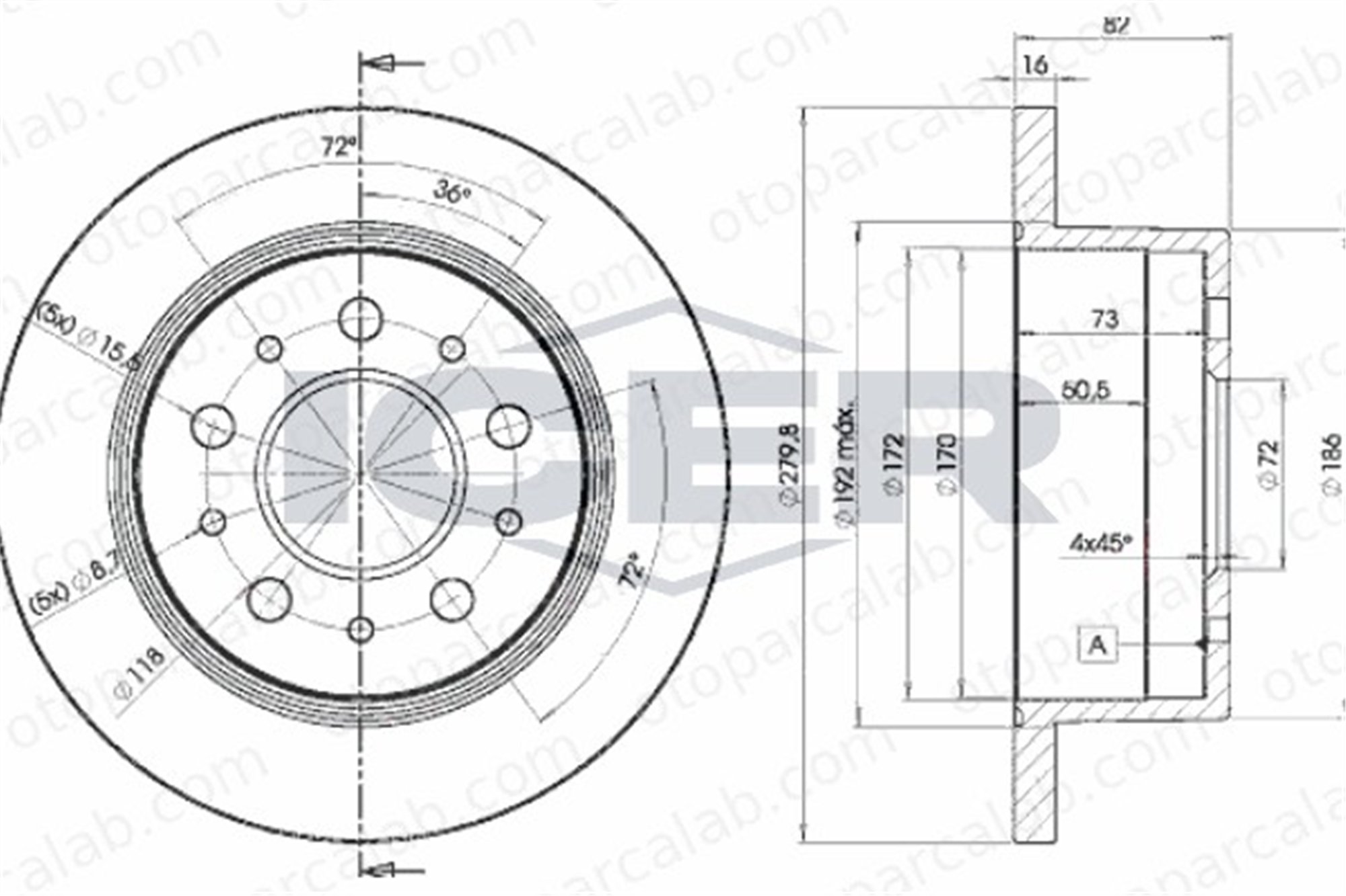 BSG 25-210-021 Fren Disk Ayna Arka Sağ ve Sol CITROËN JUMPER Panelvan/Van JUMPER Minibüs/Otobüs 51740245 4246Y7