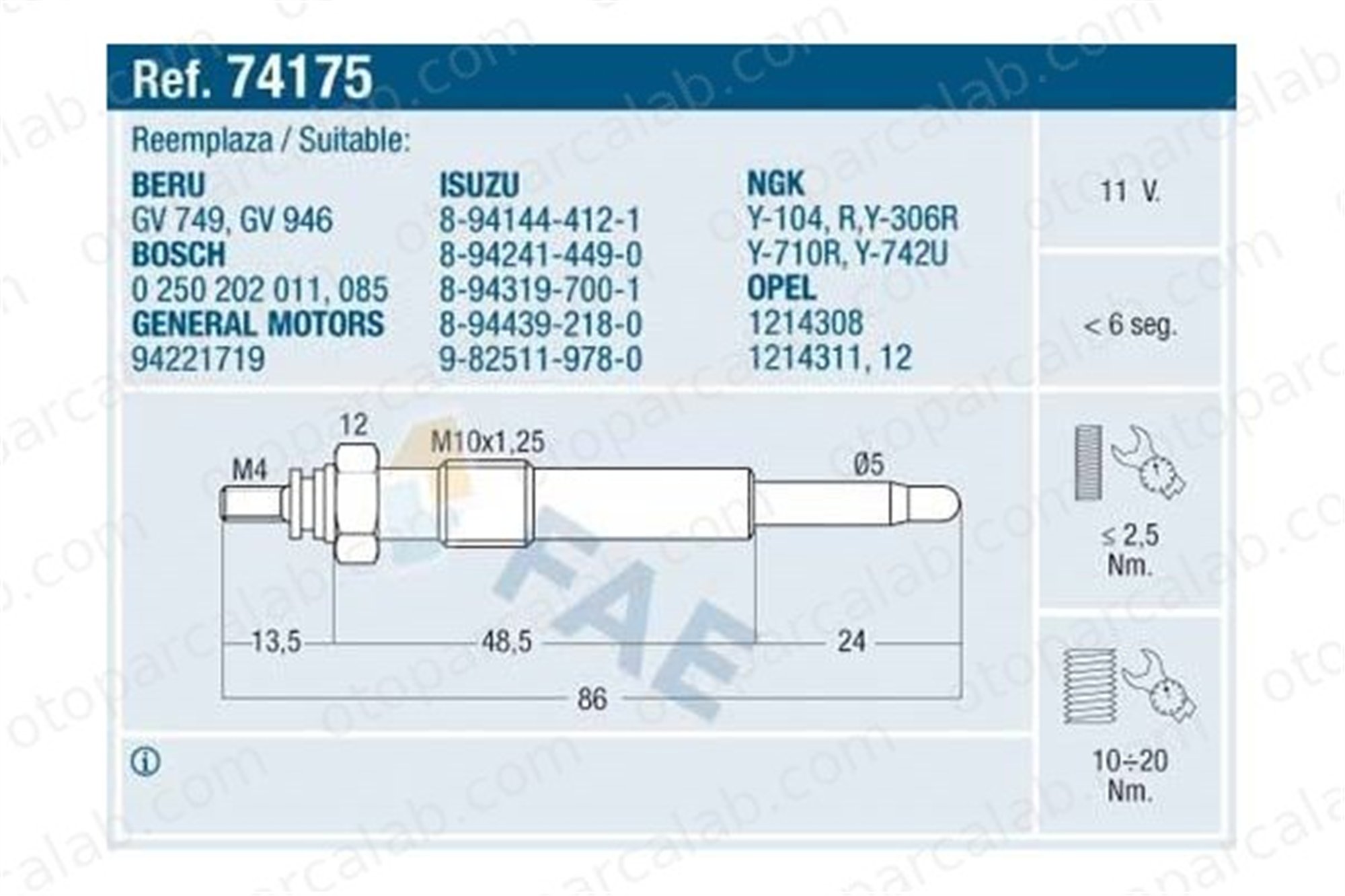 BSG 65-870-016 Isıtma Bujisi ISUZU CAMPO GEMINI 1214311 88900739