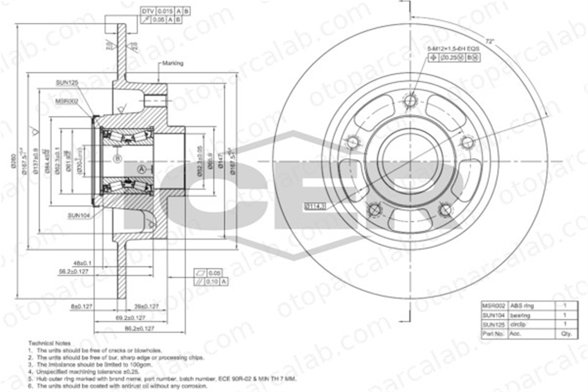 BSG 75-210-037 Fren Disk Ayna Arka Sağ ve Sol RENAULT MEGANE III Grandtour SCÉNIC III 432000010R 432006506R
