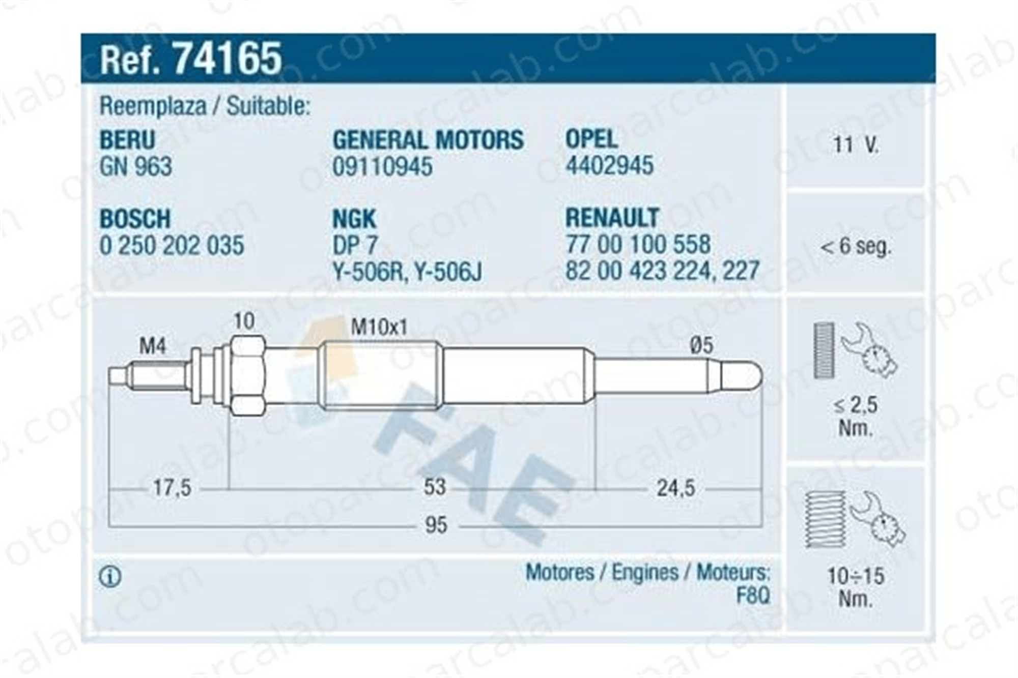 BSG 75-870-001 Isıtma Bujisi RENAULT KANGOO Express KANGOO 8200423224 9110945
