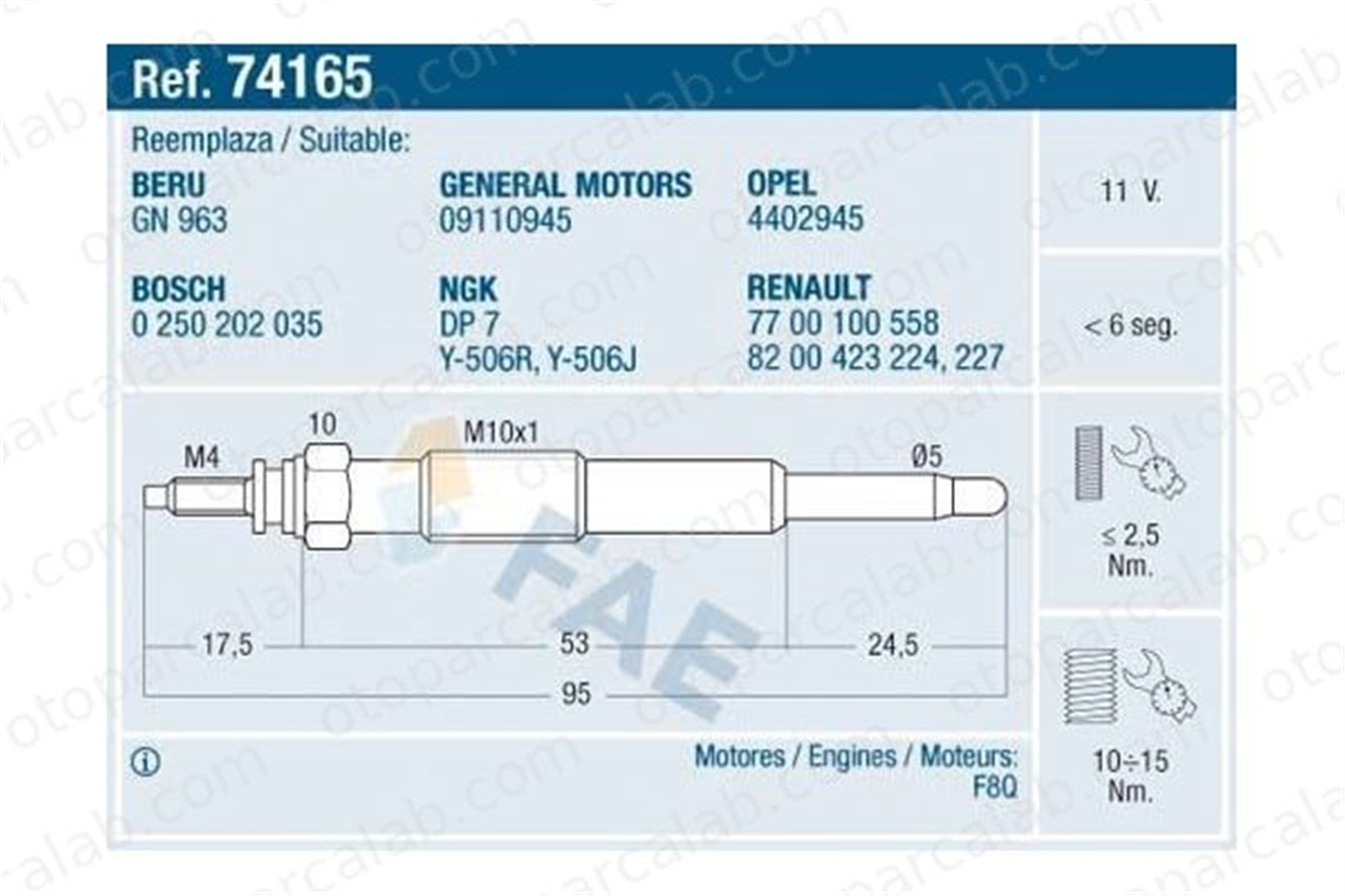 BSG 75-870-002 Isıtma Bujisi RENAULT KANGOO Express KANGOO 8200423227 9110945