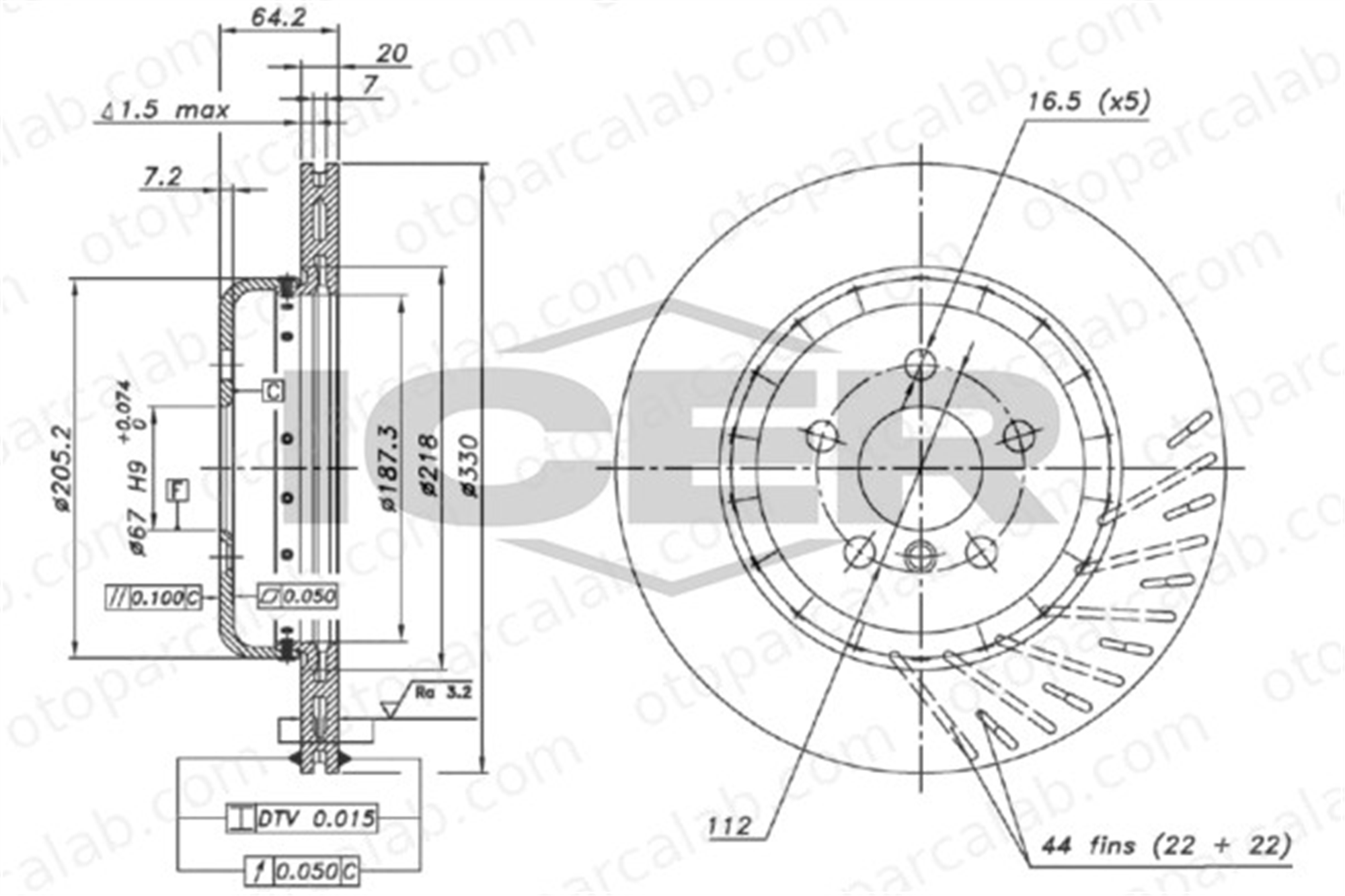 CIFAM 800-1886C Fren Disk Ayna Ön Sağ ve Sol BMW X3 5 34216882246