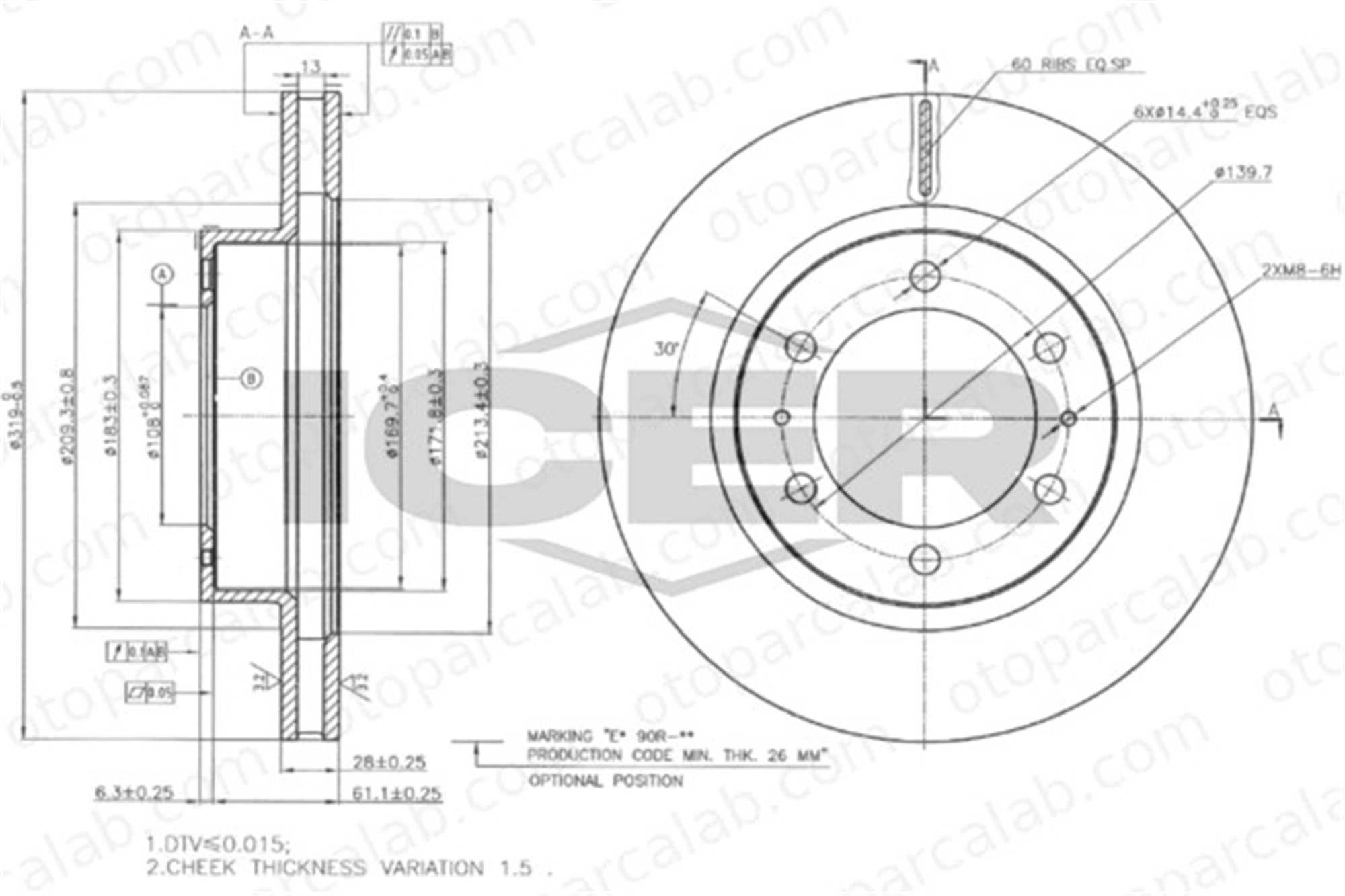 CIFAM 800-1892C Fren Disk Ayna Ön Sağ ve Sol TOYOTA HILUX VIII Pick-up HILUX VII Pick-up 435120K140