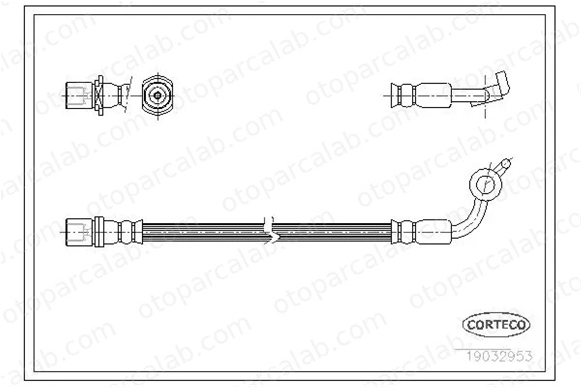 CORTECO 19032953 Fren Hortumu Ön Sağ TOYOTA HIACE IV Minibüs/Otobüs HIACE IV Panelvan/Van 9094702833 9094702835