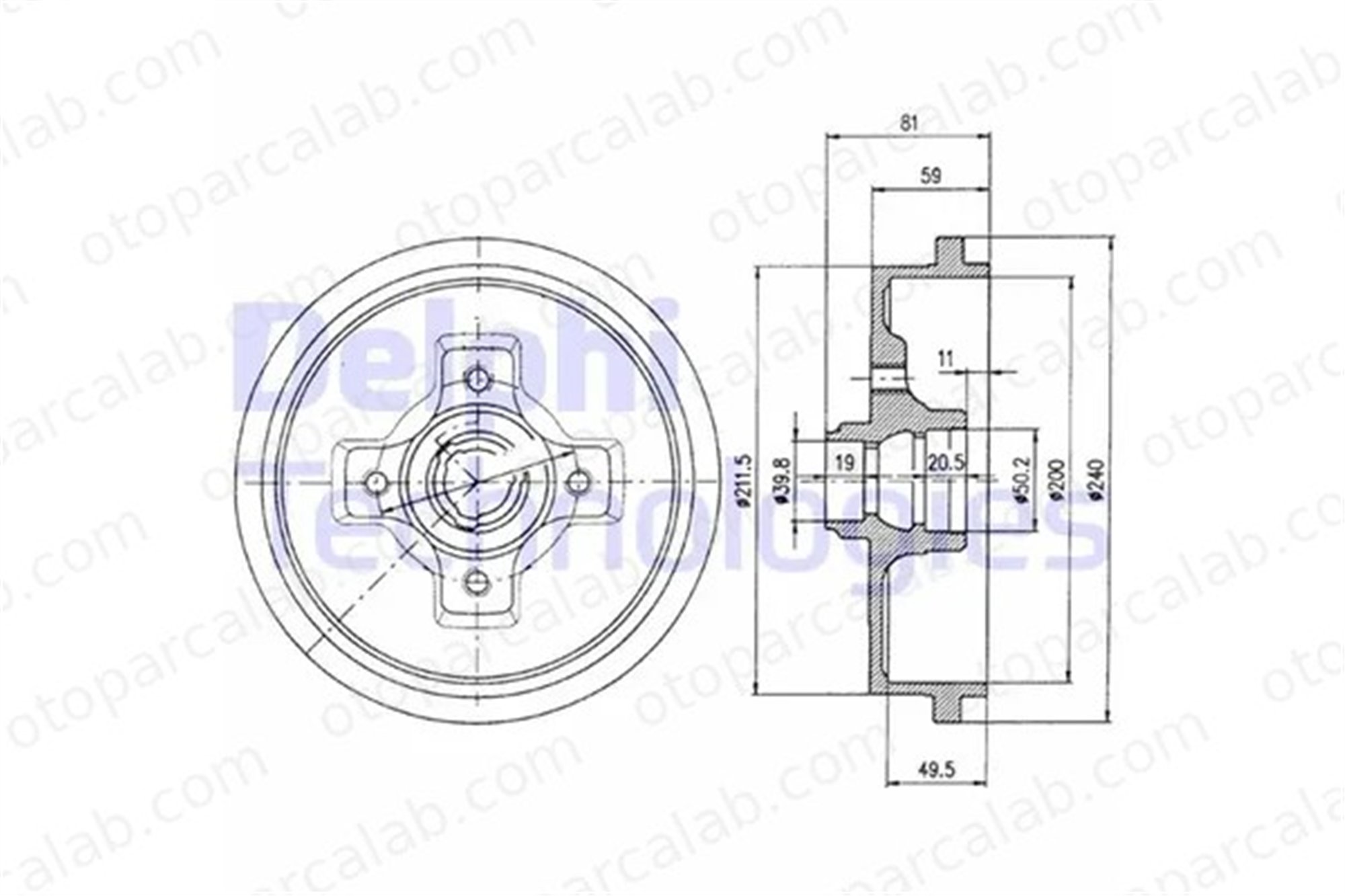 DELPHI BF310 Kampana Arka Sağ veya Sol VW PASSAT B2 Variant SEAT IBIZA II 115330192 191501615A