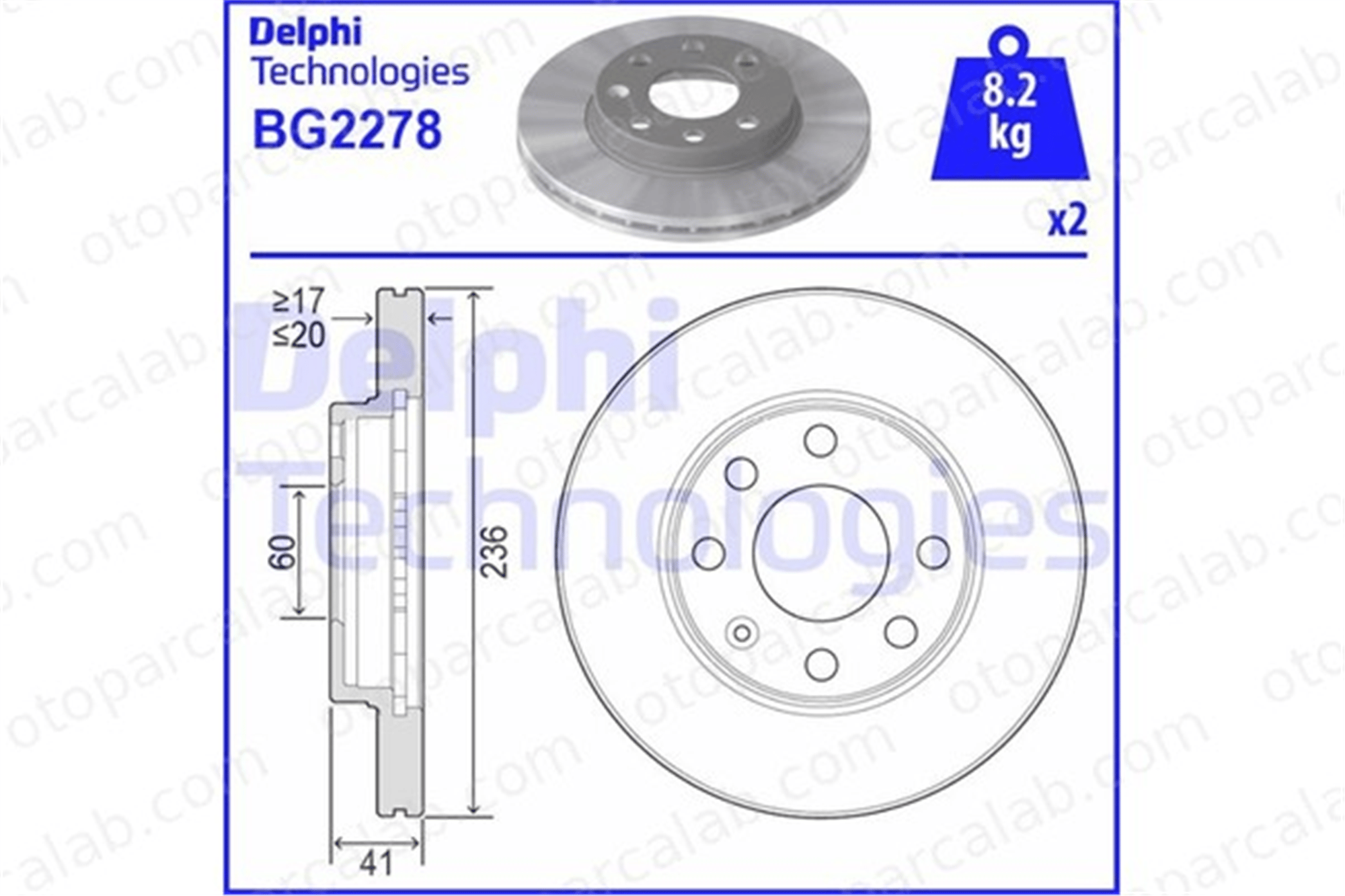 DELPHI BG2278 Fren Disk Ayna Ön Sağ ve Sol OPEL ASTRA F Station wagon CHEVROLET AVEO / KALOS Hatchback 569031 96471274