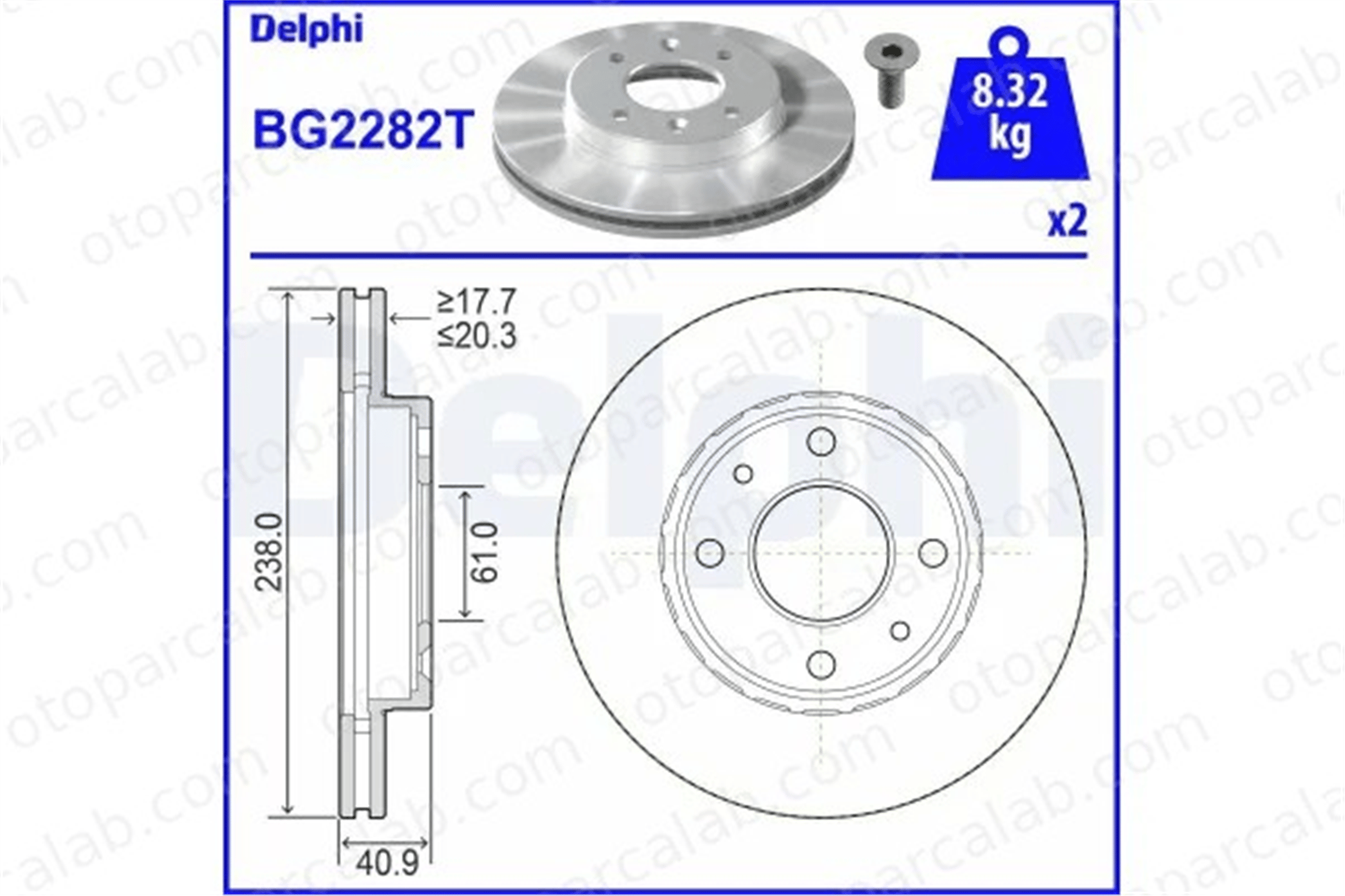 DELPHI BG2282T Fren Disk Ayna Ön Sağ ve Sol RENAULT KANGOO Express 21 Station wagon 700756572 4020600QAJ