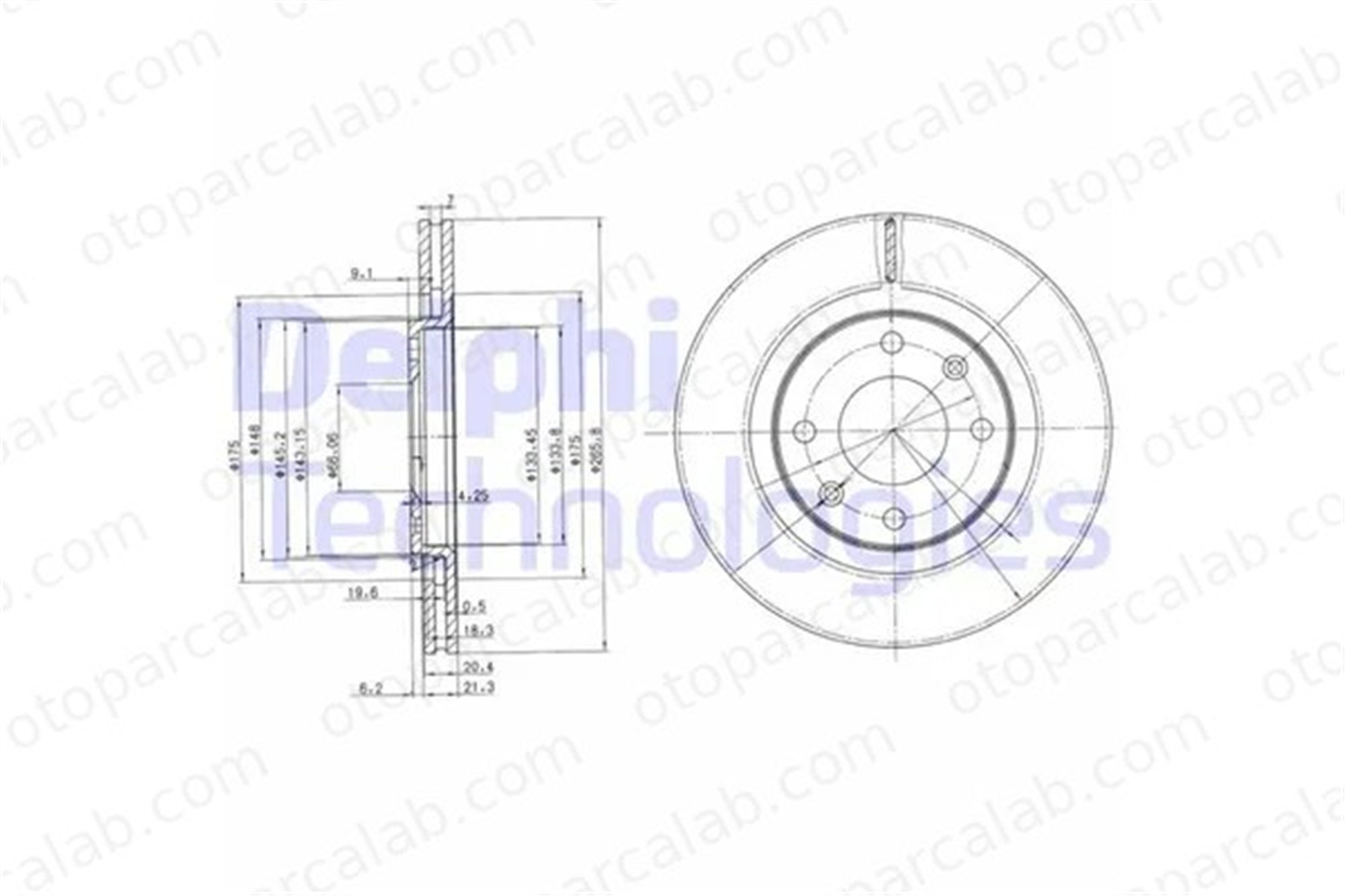 DELPHI BG2387 Fren Disk Ayna Ön Sağ ve Sol PEUGEOT 405 I 405 I Break 1618859780 169002