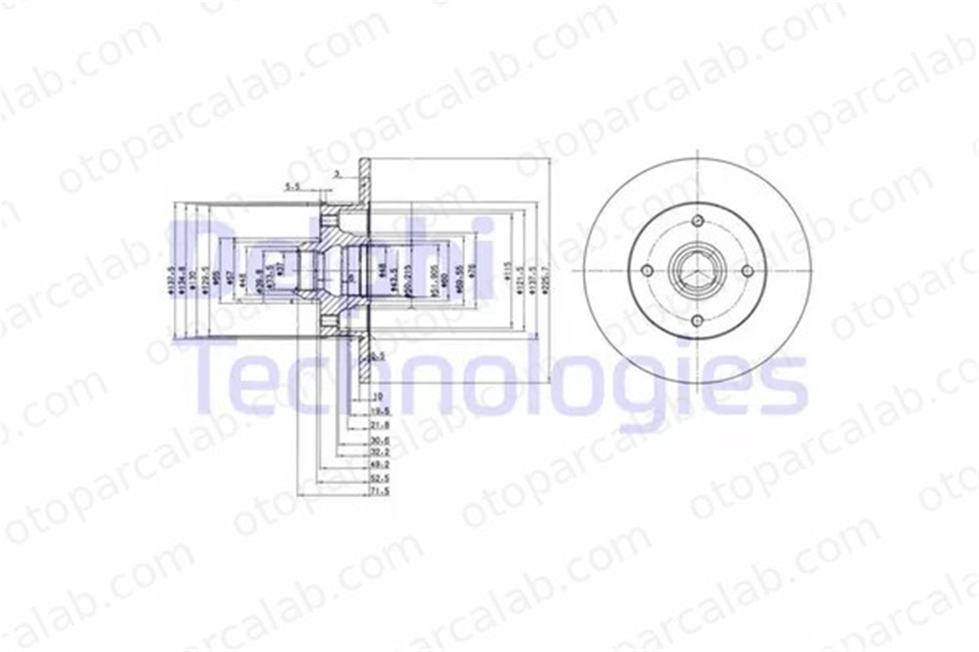 DELPHI BG2389 Fren Disk Ayna Arka Sağ ve Sol VW PASSAT B3/B4 PASSAT B3/B4 Variant 357615601 6N0615601