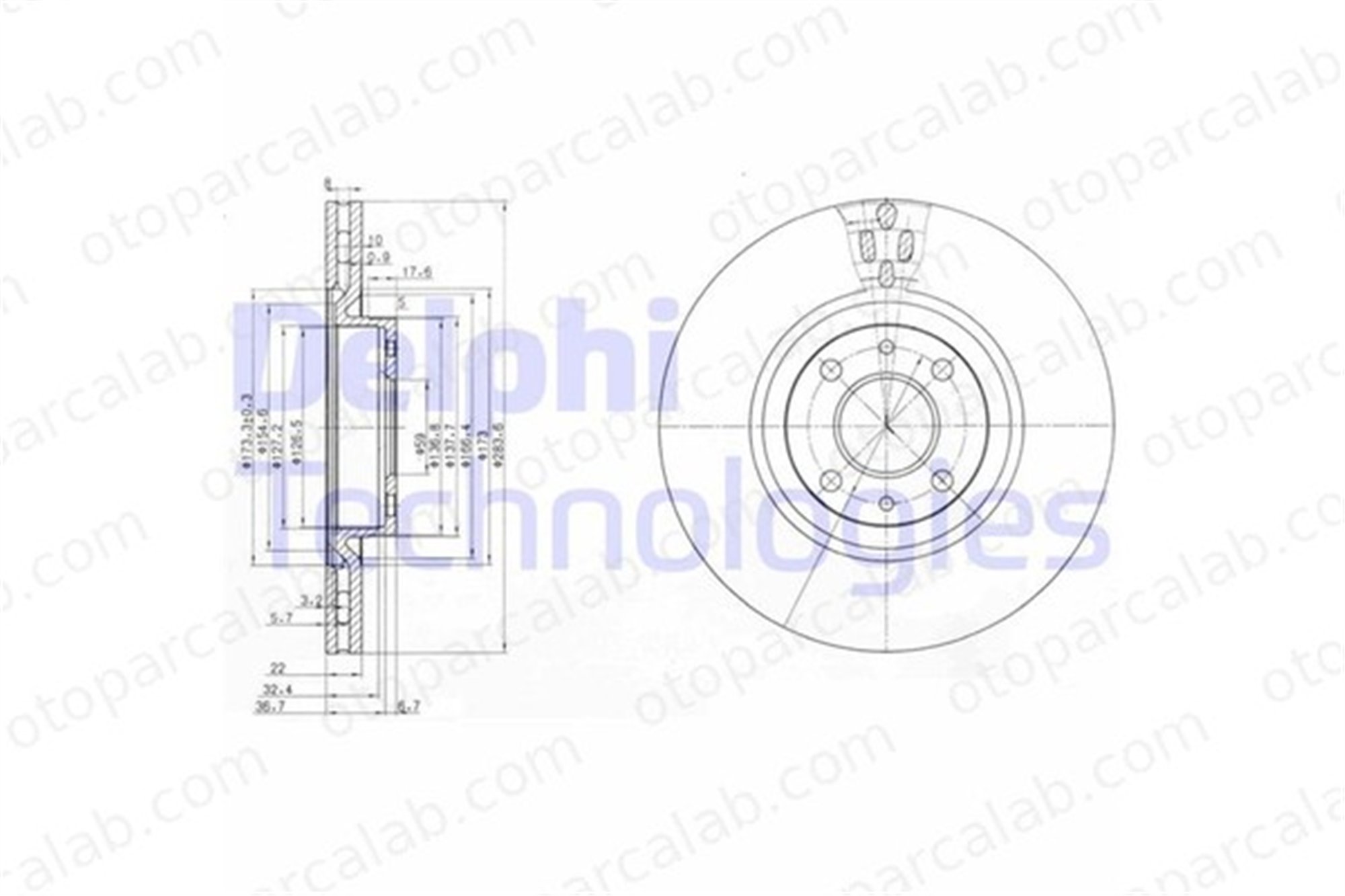 DELPHI BG2407 Fren Disk Ayna Ön Sağ ve Sol FIAT STILO Multi Wagon DOBLO MPV BG2407 60812422