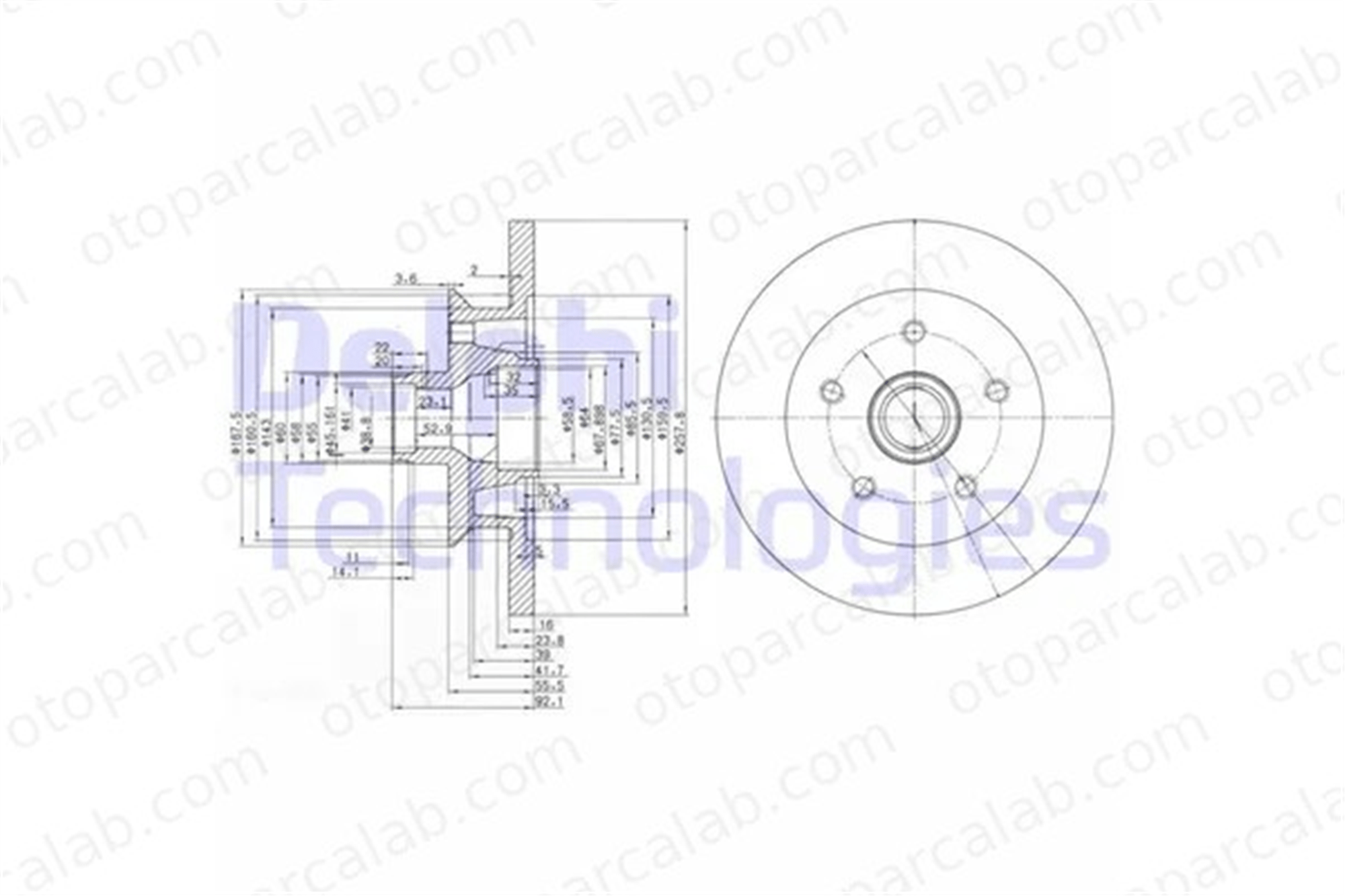 DELPHI BG2468 Fren Disk Ayna Ön Sağ ve Sol VW TRANSPORTER T3 Minibüs/Otobüs TRANSPORTER T3 Panelvan/Van 251407617N 251407617D