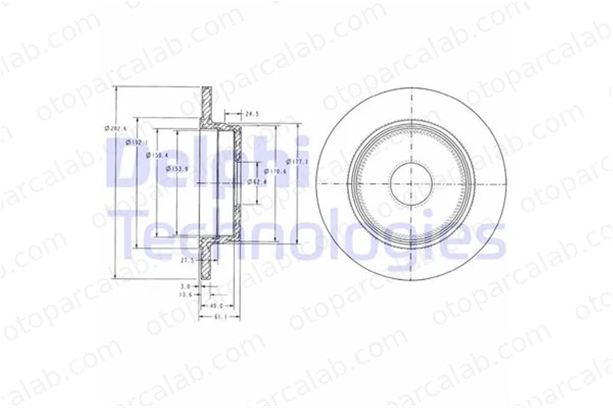 DELPHI BG2510 Fren Disk Ayna Arka Sağ ve Sol MERCEDES-BENZ 124 T-Model C-SERISI 1244230512 2014230512