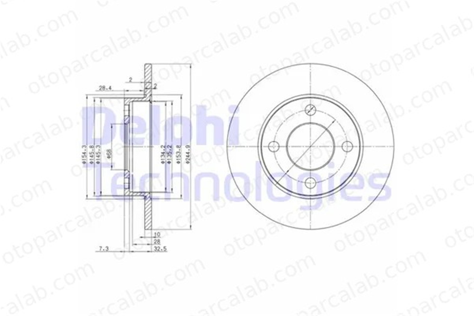 DELPHI BG2517 Fren Disk Ayna Arka Sağ ve Sol AUDI COUPE B3 80 B3 Sedan 8A0615601 853615601