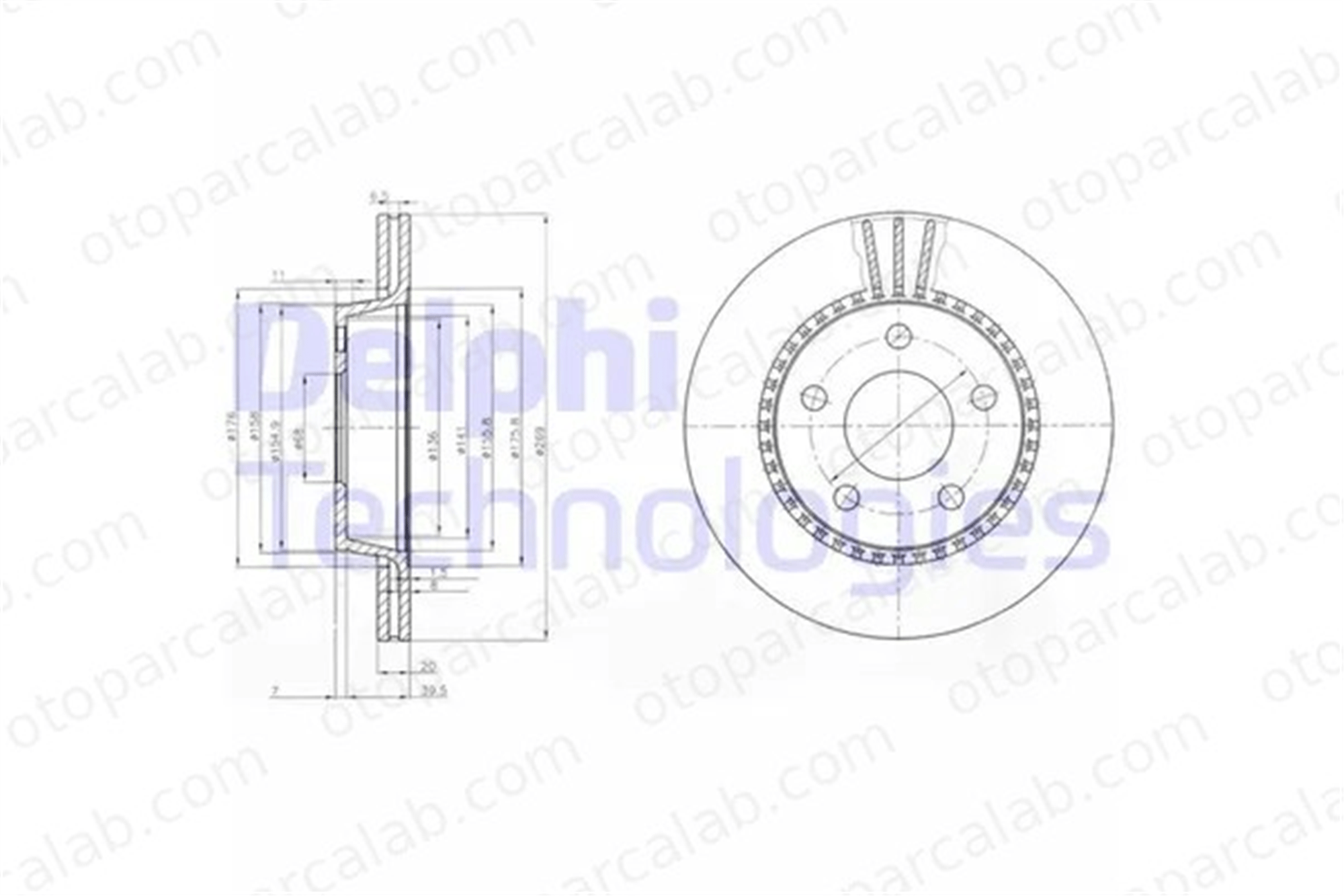 DELPHI BG2519 Fren Disk Ayna Arka Sağ ve Sol AUDI 100 C3 Avant 200 C3 Sedan 447615601A 447615601B