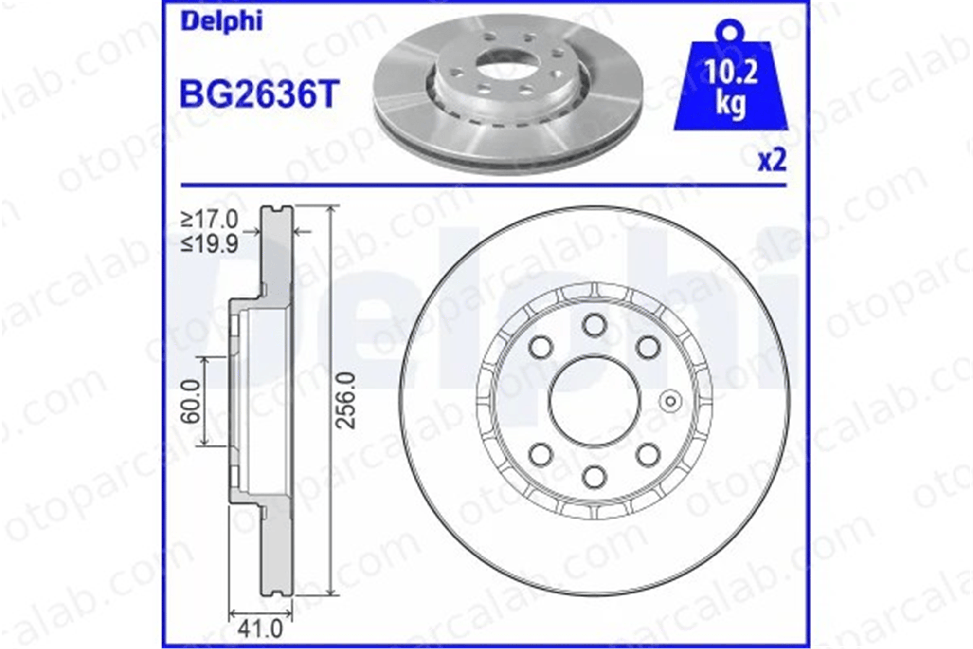 DELPHI BG2636T Fren Disk Ayna Ön Sağ ve Sol OPEL TIGRA VECTRA A 569046 569010