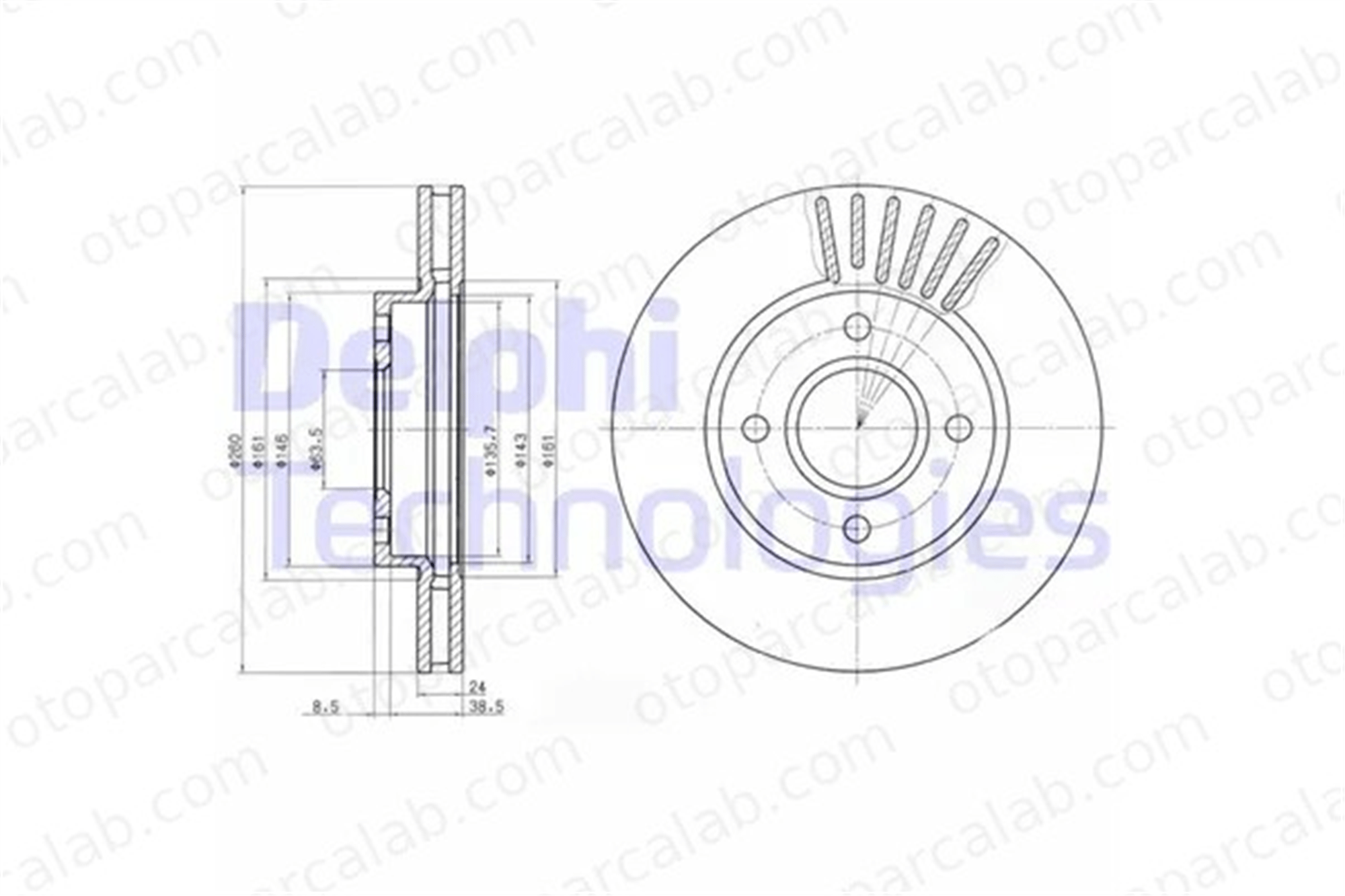 DELPHI BG2699 Fren Disk Ayna Ön Sağ ve Sol FORD MONDEO I MONDEO I Turnier 1514233 1757848