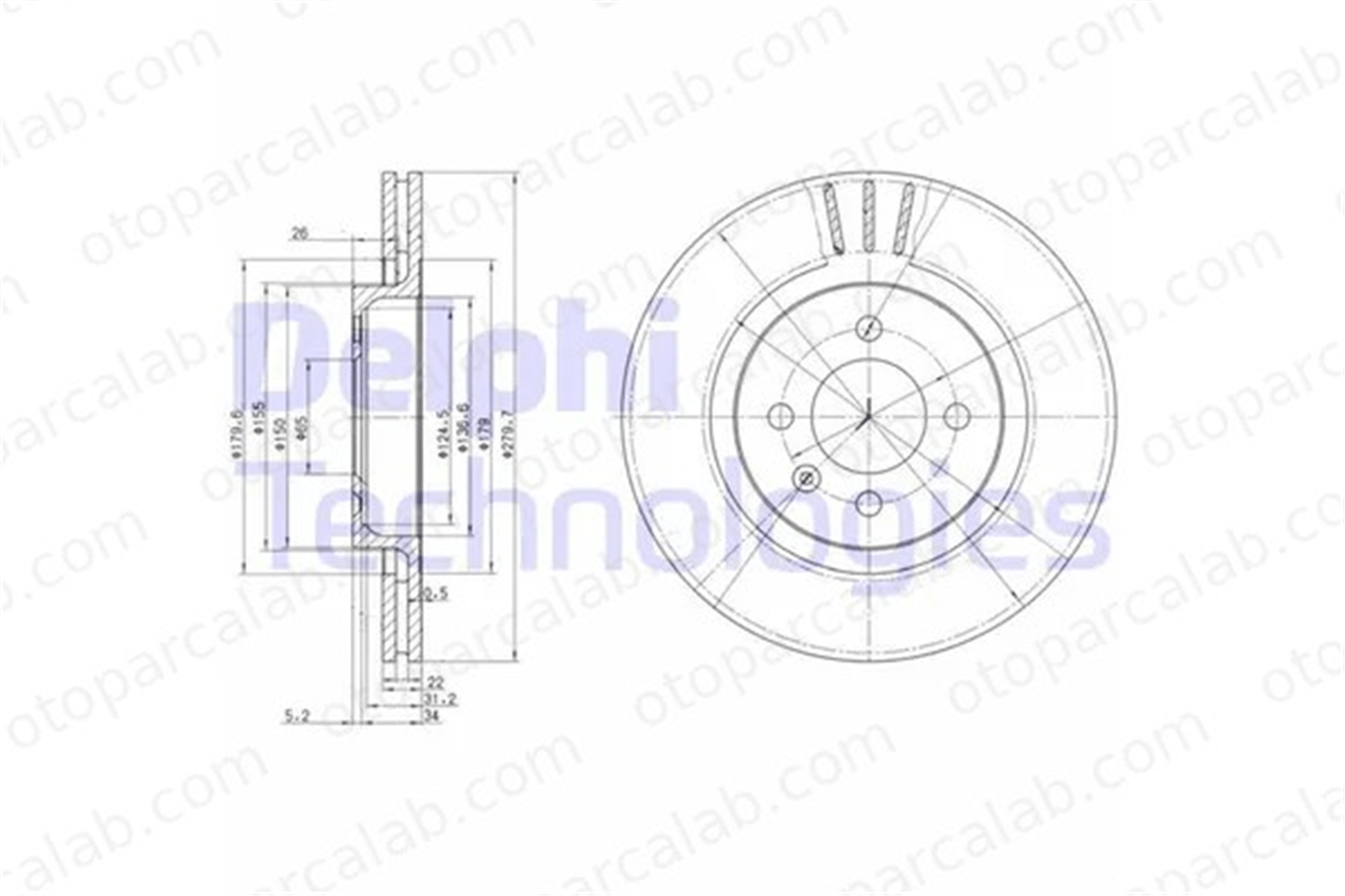 DELPHI BG2712 Fren Disk Ayna Ön Sağ ve Sol SEAT IBIZA II CORDOBA 535615301