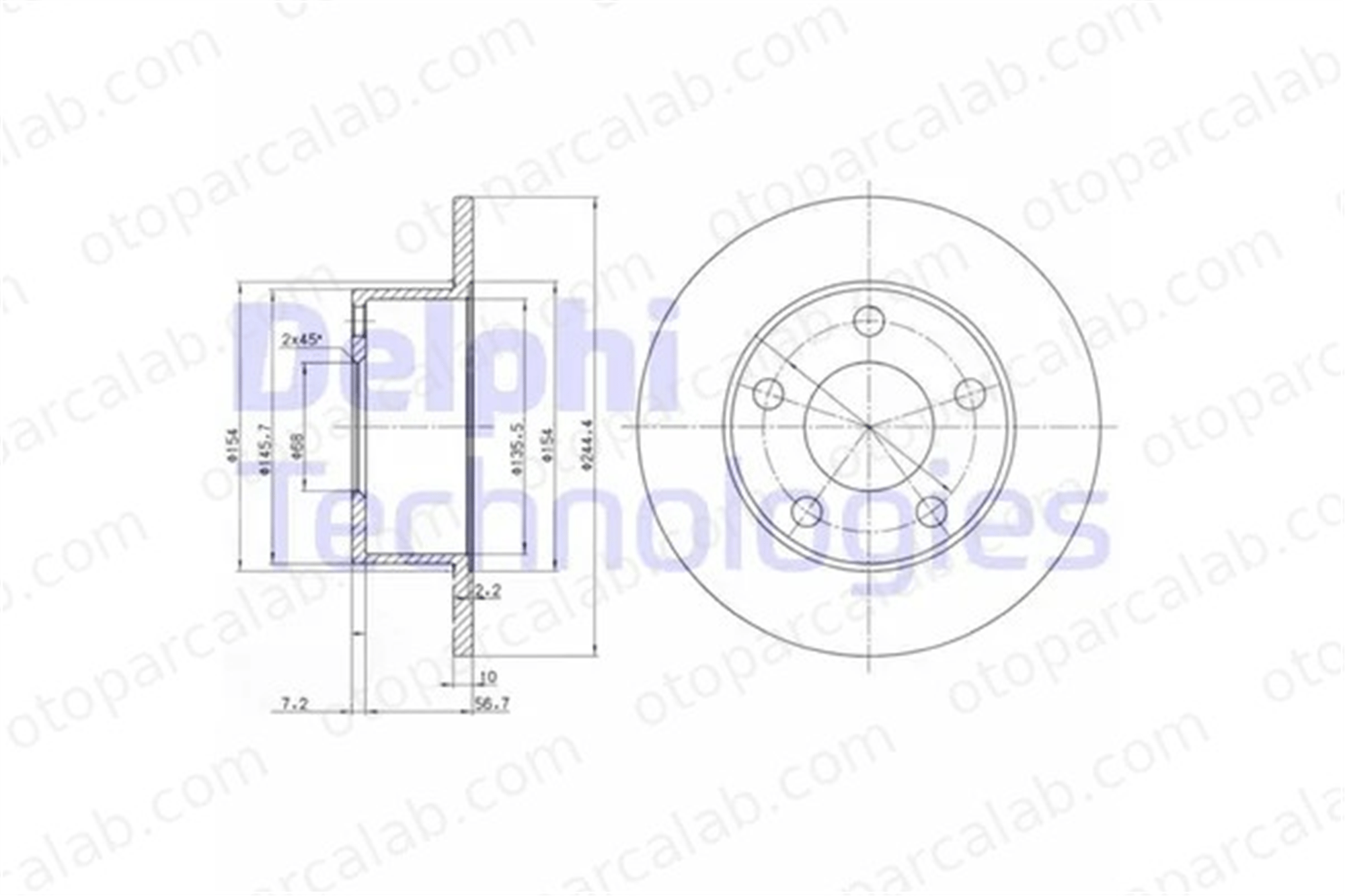 DELPHI BG2746 Fren Disk Ayna Arka Sağ ve Sol AUDI A6 C5 A6 C5 Avant 4A0615301A 4A0615601A
