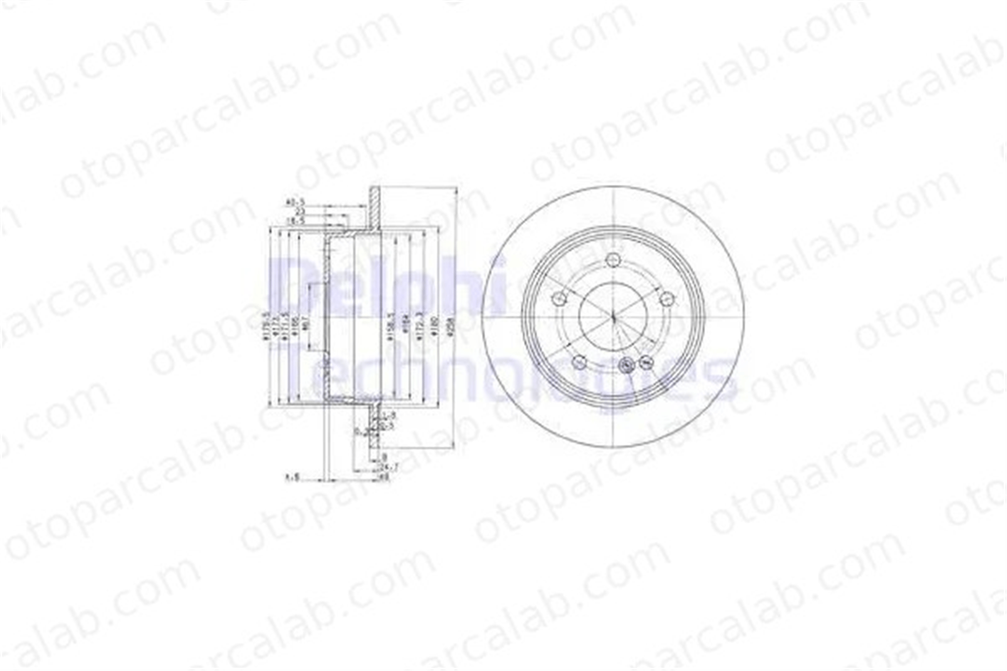 DELPHI BG2761 Fren Disk Ayna Arka Sağ ve Sol MERCEDES-BENZ C-SERISI C-SERISI T-Model A2024230012 2024230012