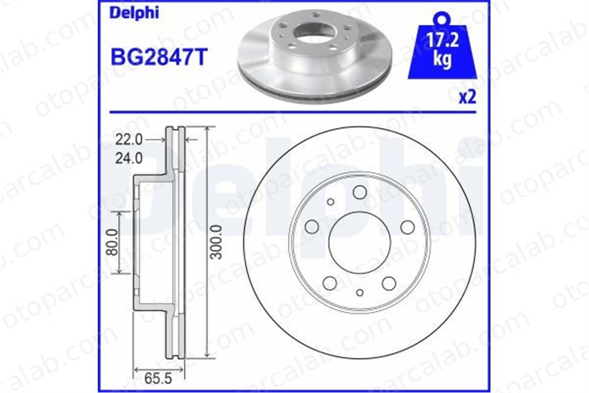 DELPHI BG2847T Fren Disk Ayna Ön Sağ ve Sol FIAT DUCATO Panelvan/Van DUCATO Platform şasi 4246Y5 1307356080