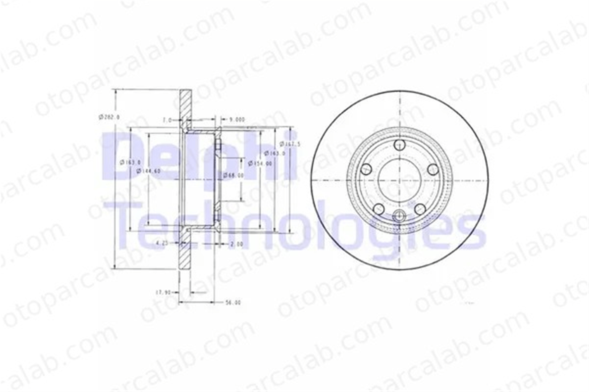 DELPHI BG2898 Fren Disk Ayna Ön Sağ ve Sol VW TRANSPORTER T4 Panelvan/Van TRANSPORTER T4 Platform şasi 701615301E 701615301B
