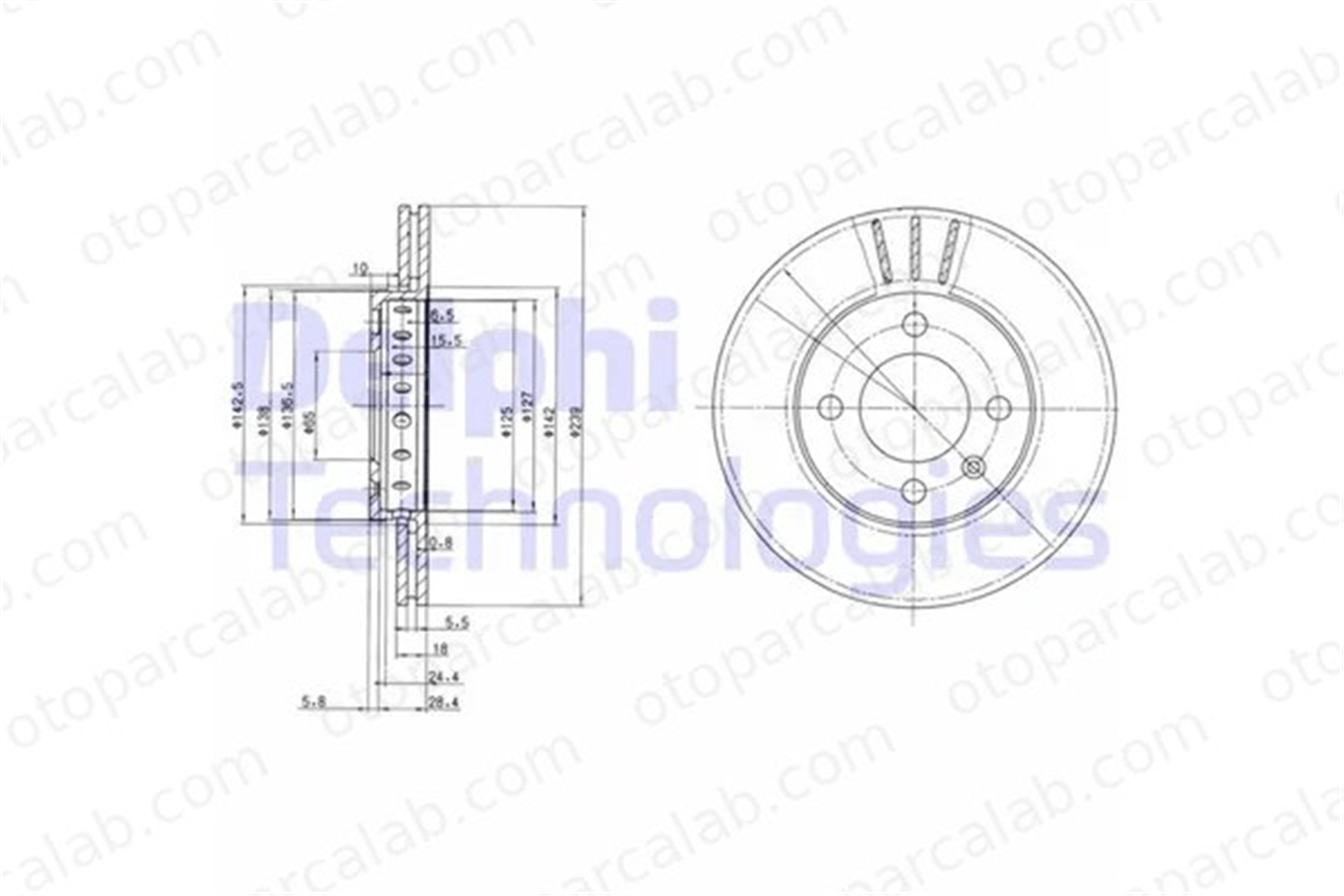 DELPHI BG2982 Fren Disk Ayna Ön Sağ ve Sol VW POLO III POLO 6N0615301C 6N0615301F
