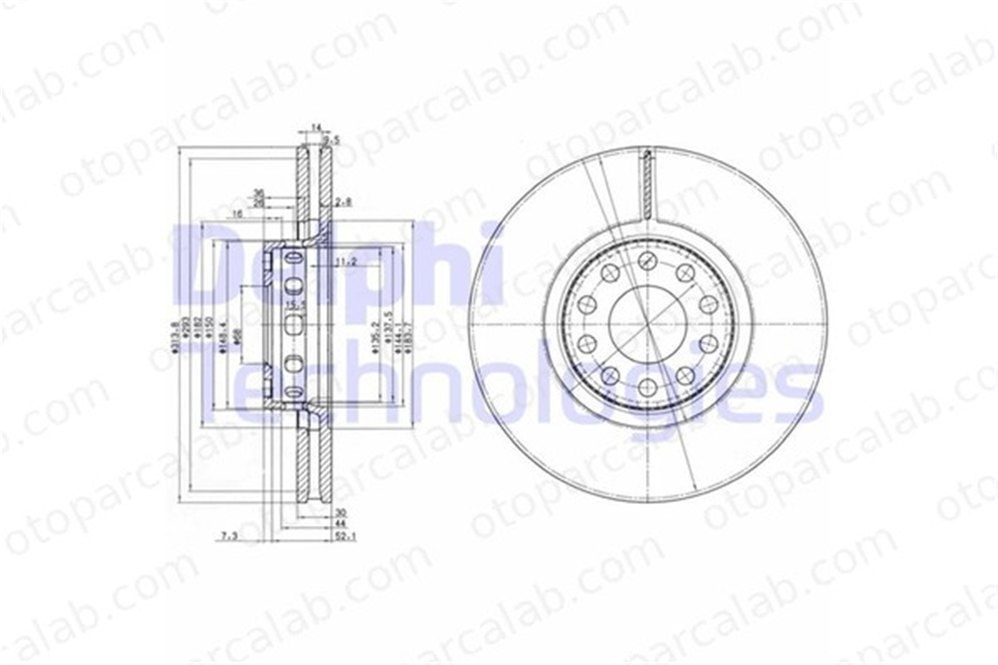 DELPHI BG3033 Fren Disk Ayna Ön Sağ ve Sol AUDI A8 D2 A6 C4 441615301AA