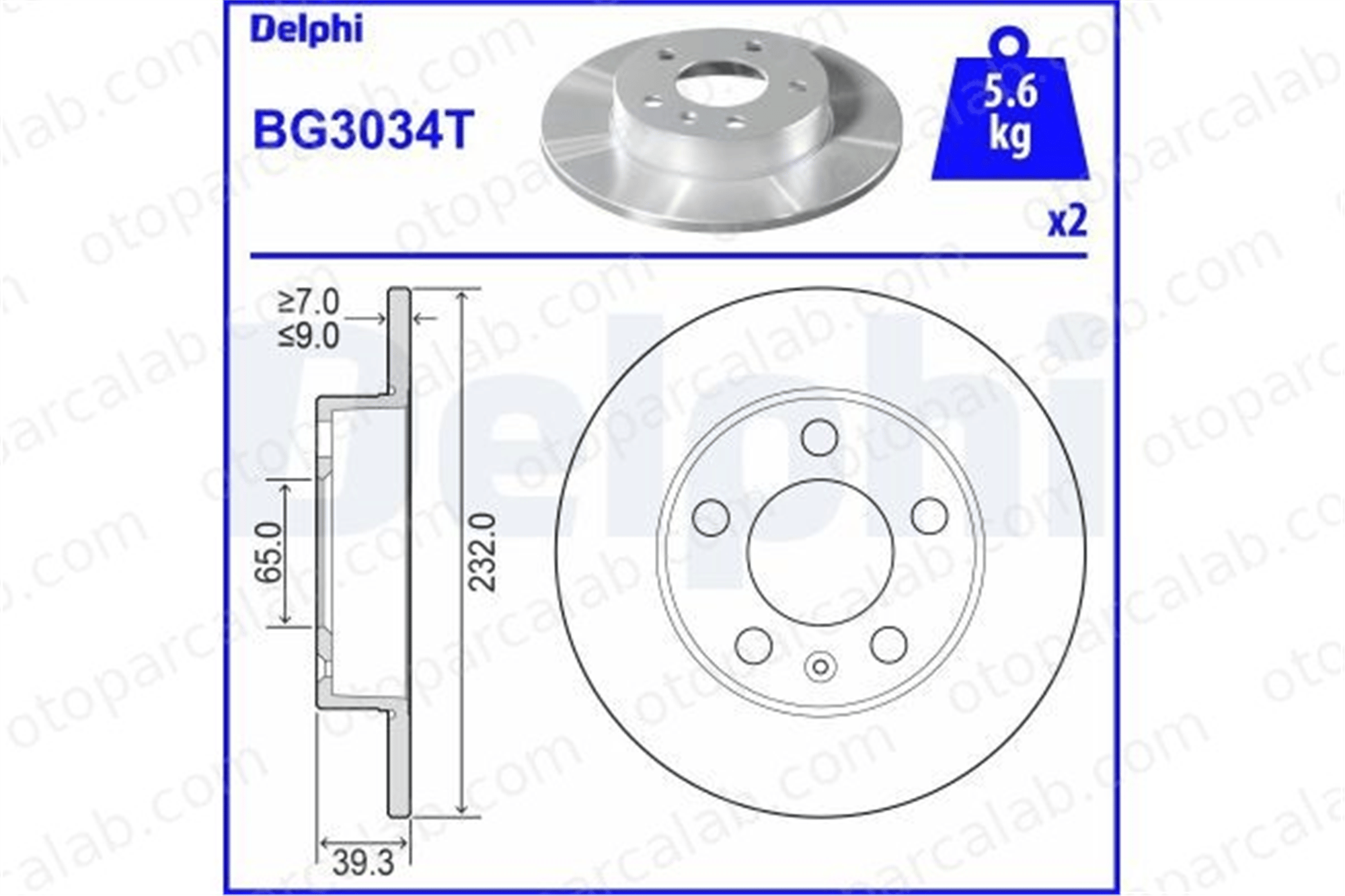 DELPHI BG3034T Fren Disk Ayna Arka Sağ ve Sol SEAT IBIZA IV SC VW POLO V 1J0615301 1J0615601